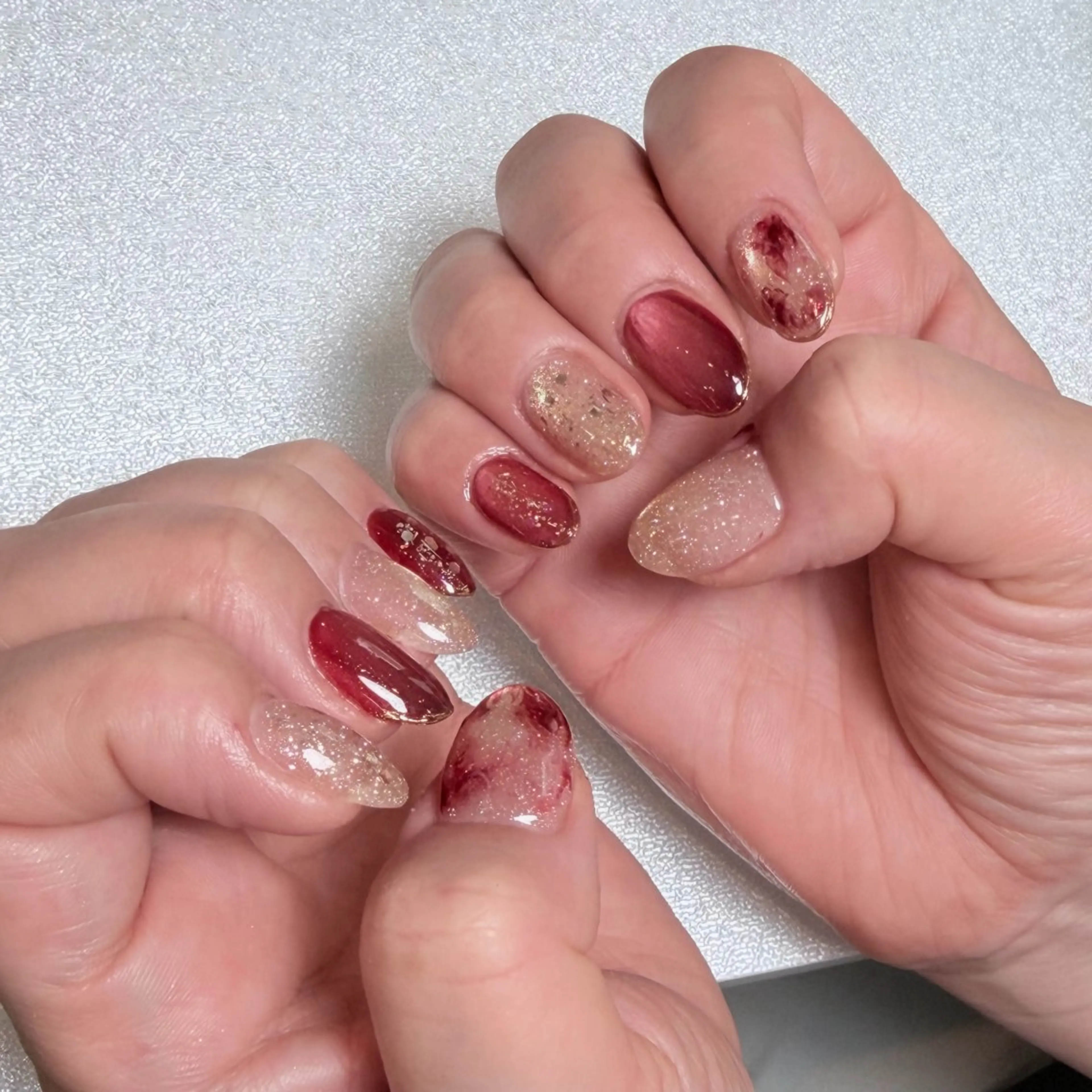 ネイル アートネイル ゴールド キラキラネイル ラメ(グリッター) マグネットネイル ハンドネイル Wilu nail 二子玉川店のネイルデザイン