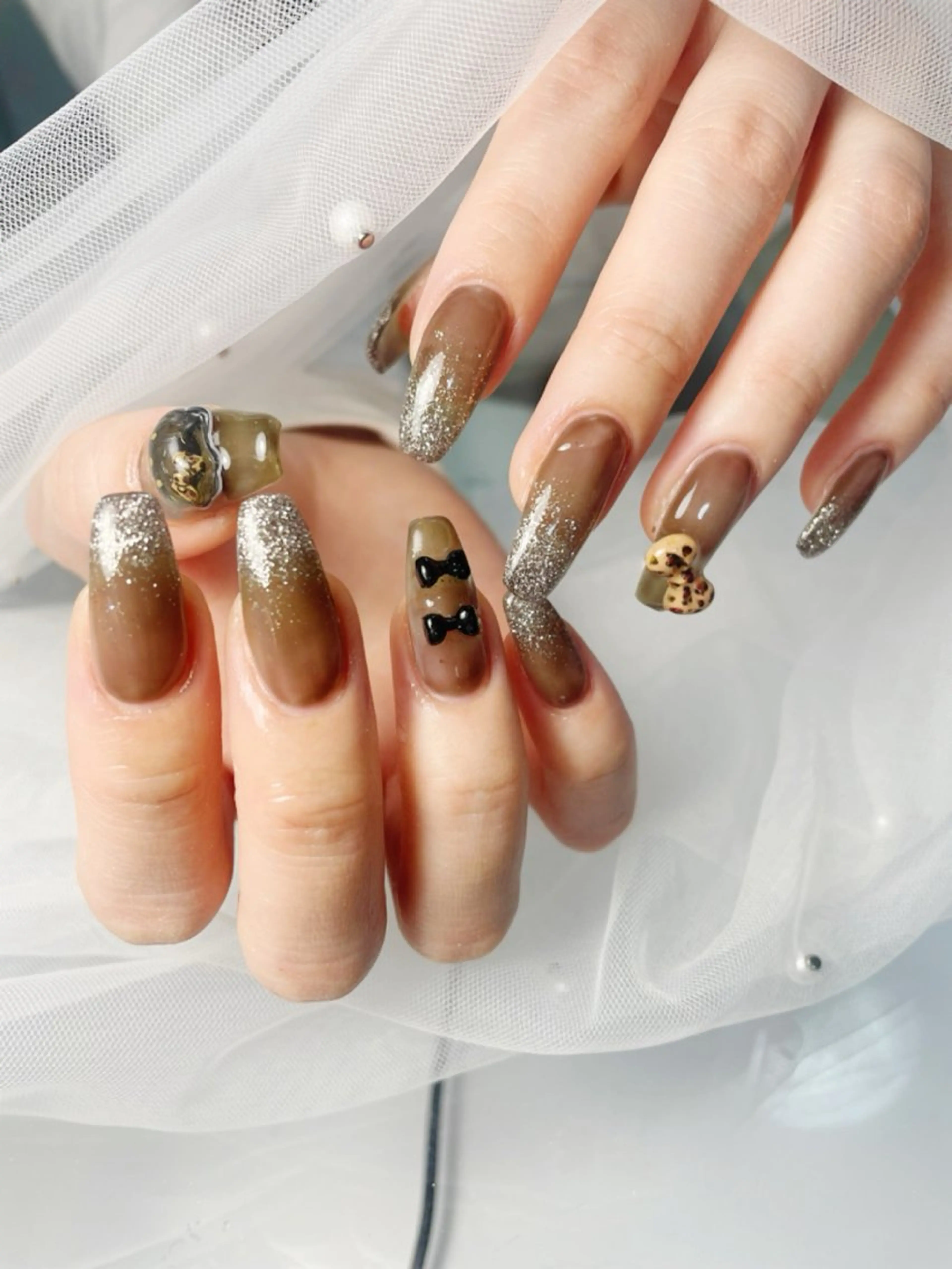 ネイル リボン ハンドネイル Nail Eyelashのネイルデザイン