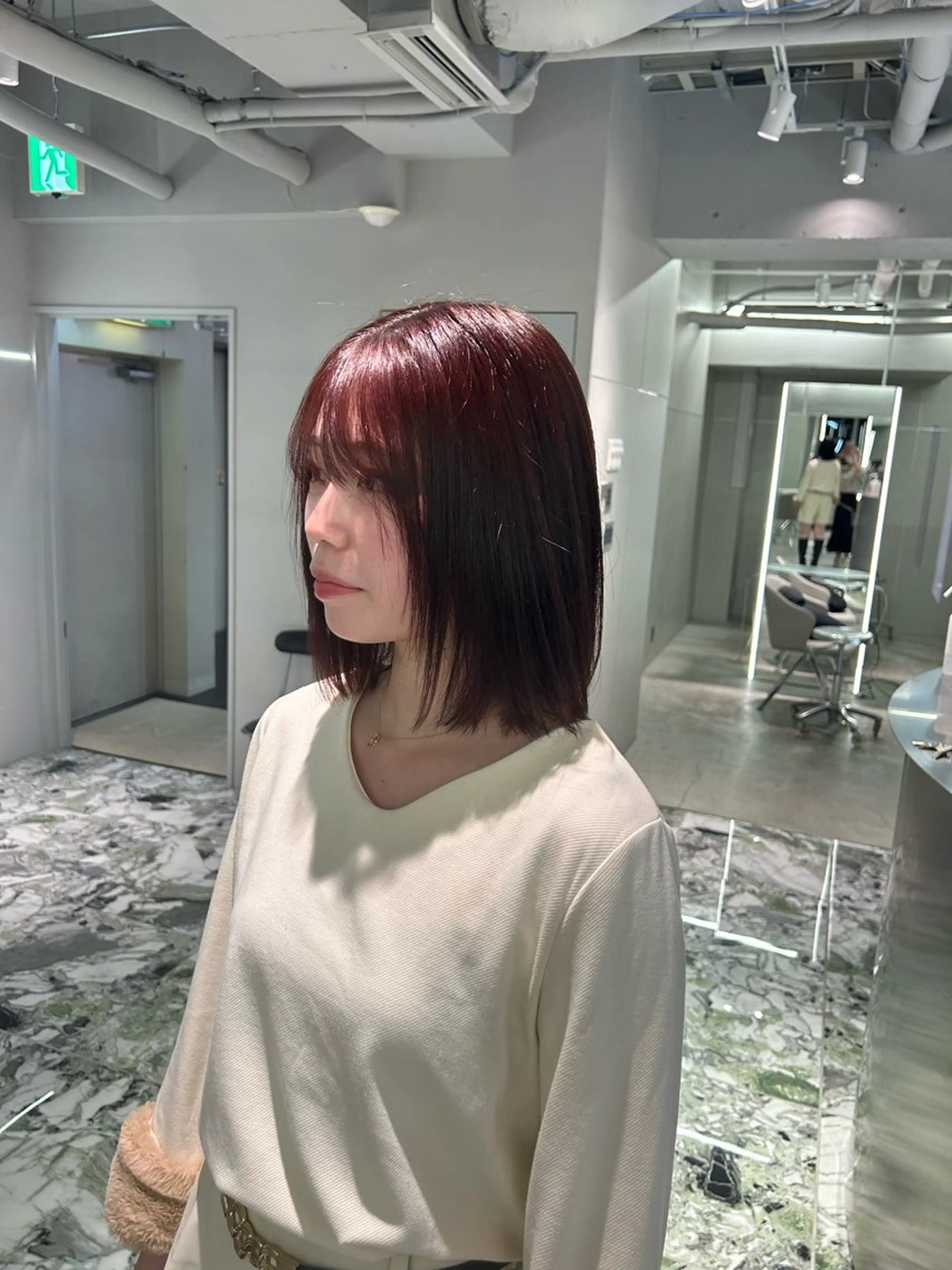 ミディアム カラー ピンクカラー 寺澤 花梨のヘアスタイル