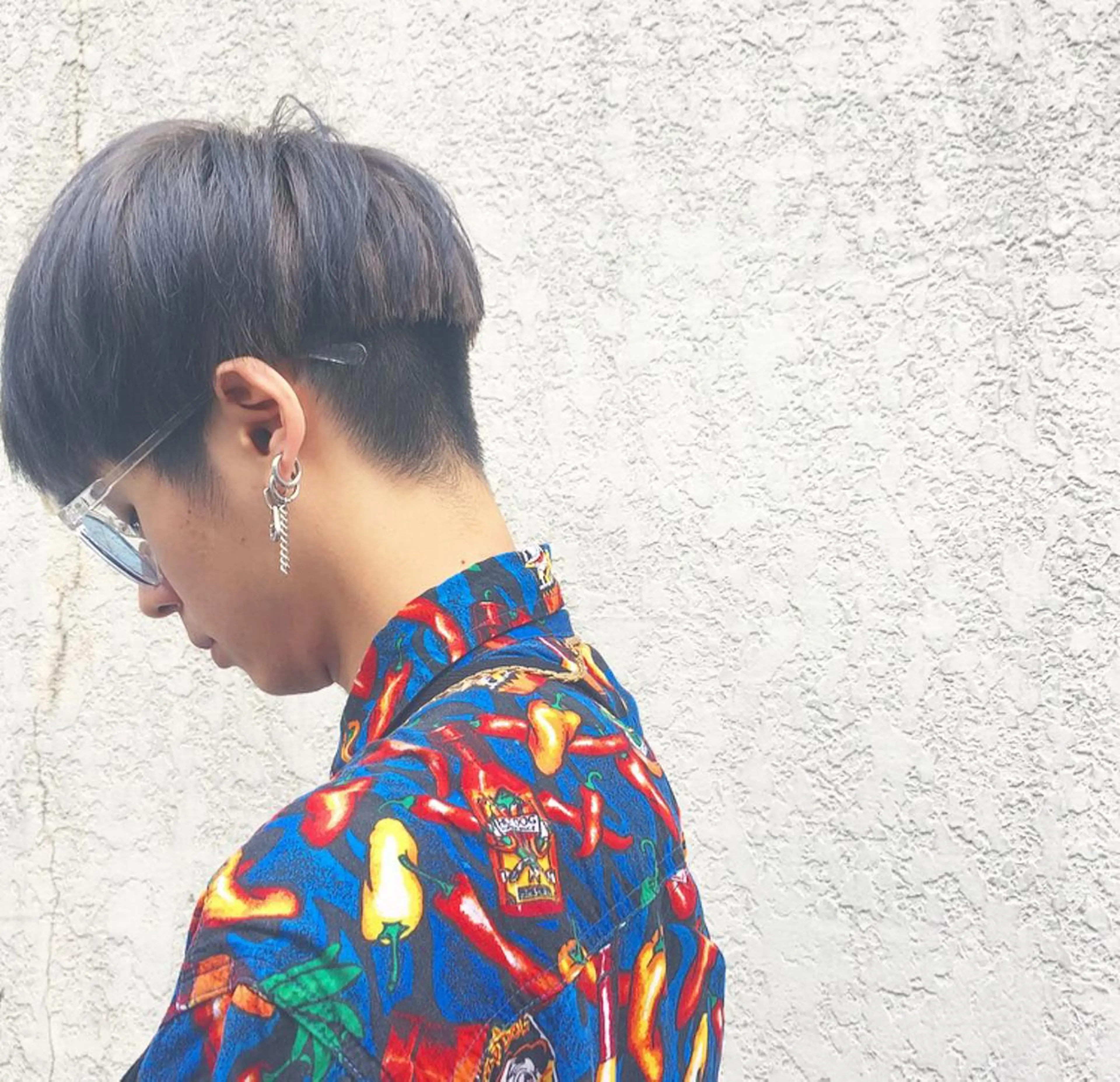 ショート カラー メンズ ブリーチ、パーマ 西部笑のヘアスタイル