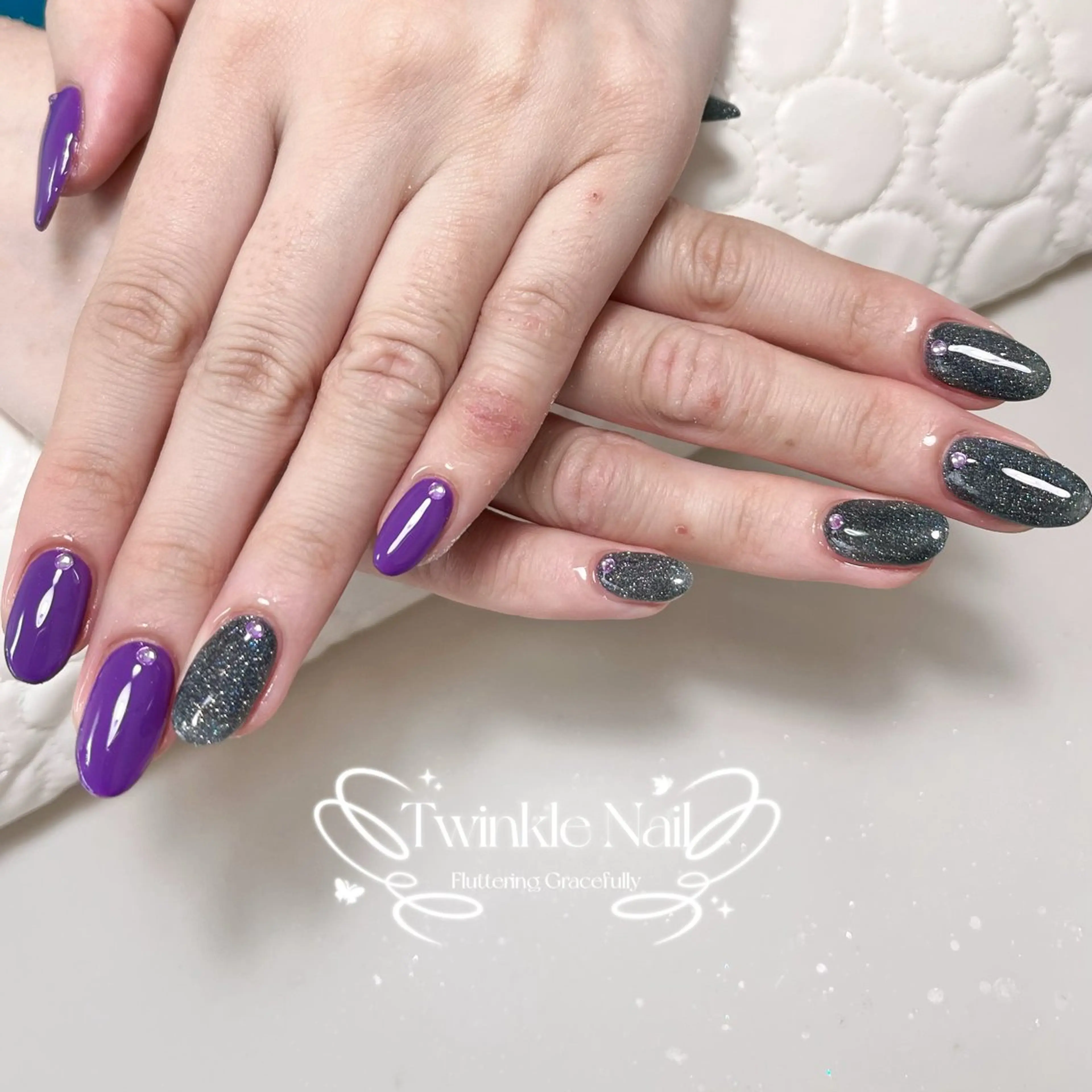 ネイル フラッシュネイル キラキラネイル パープル Twinkle Nail Kuboのネイルデザイン