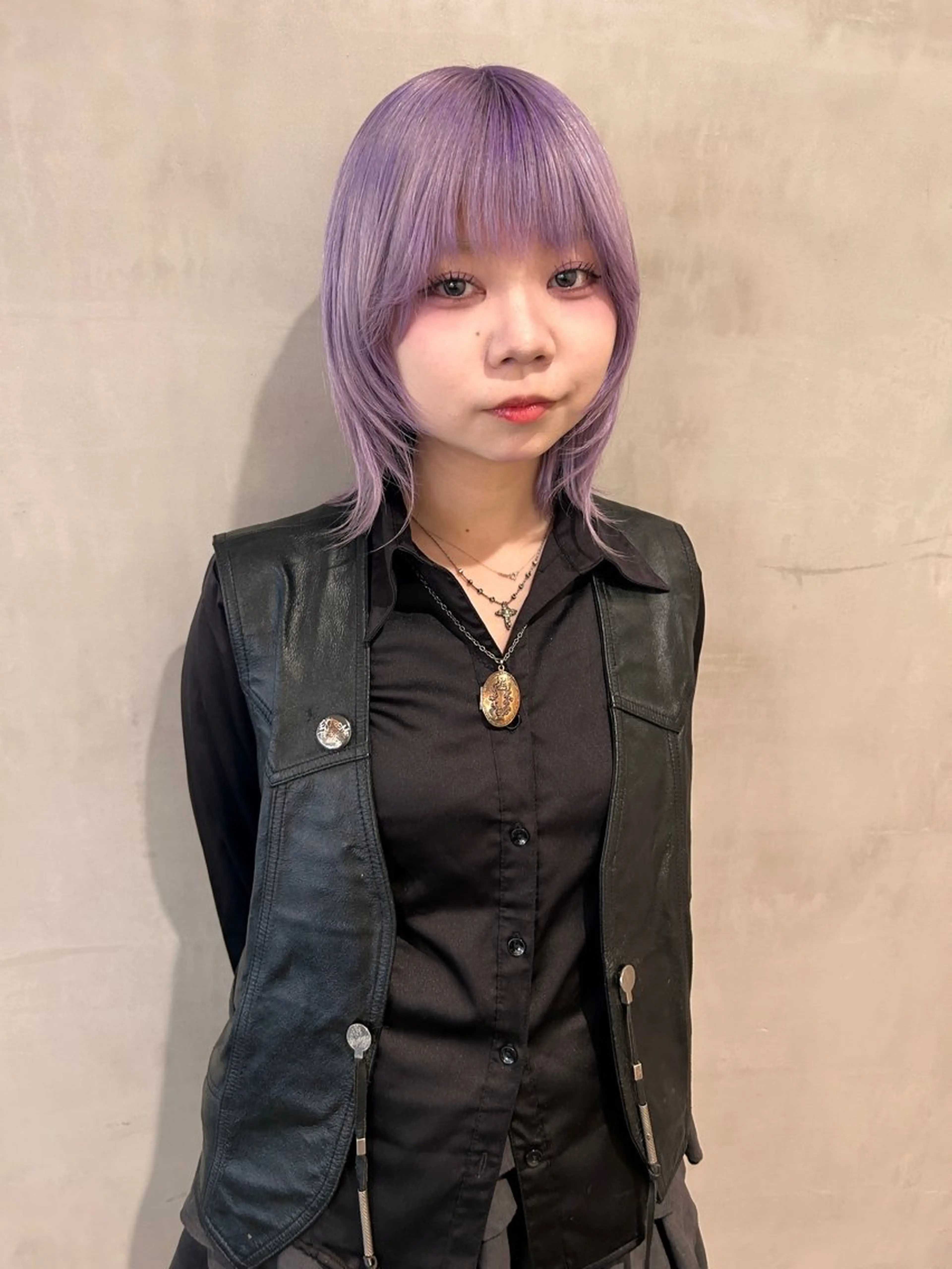 ミディアム カラー パープルカラー ヘアカラー トリートメント 顔まわり/暖色 可愛い特化🎀ゆうなのヘアスタイル