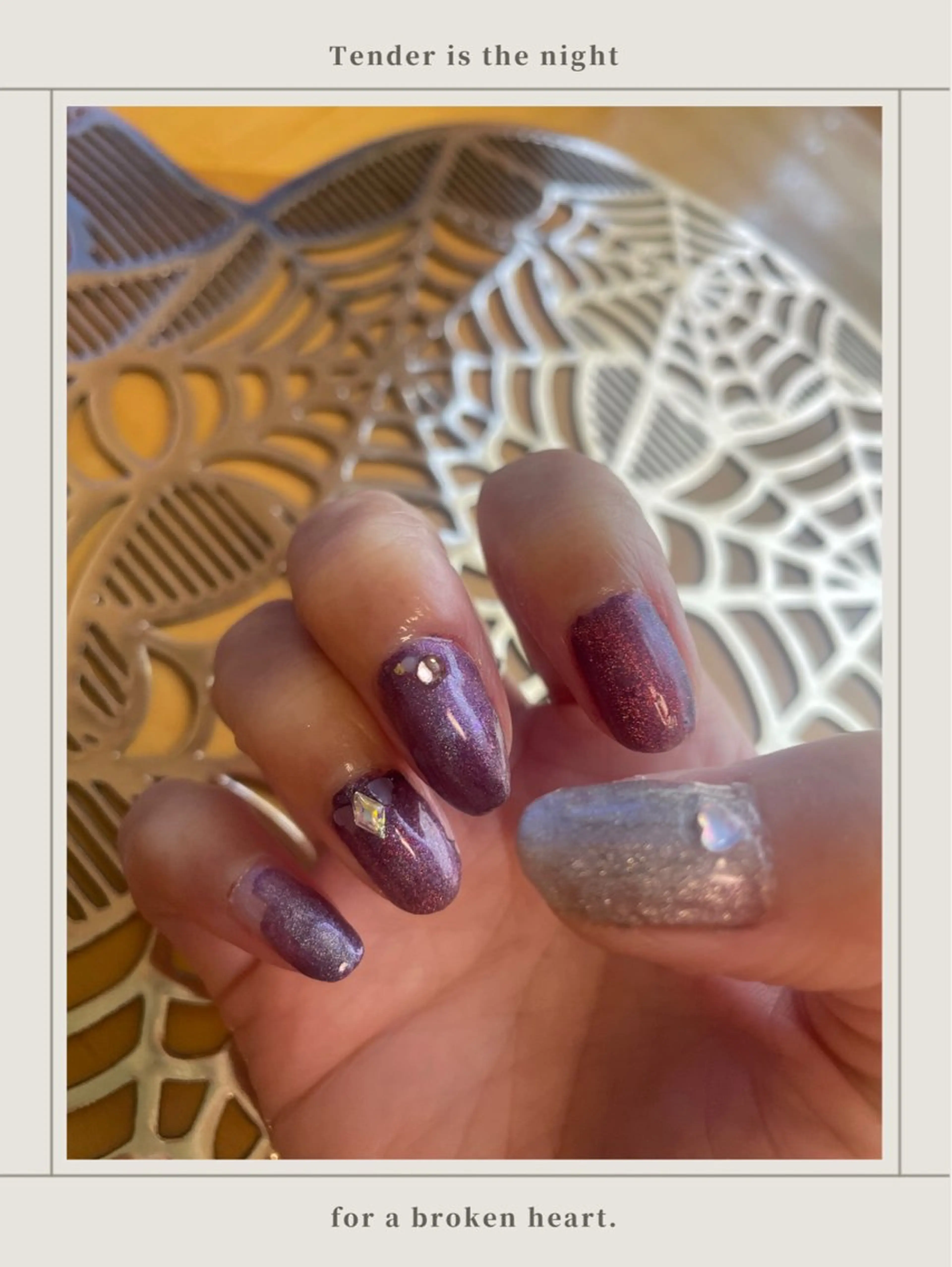 ネイル ハロウィン マグネットネイル パープル NAIL★M 真紀のネイルデザイン