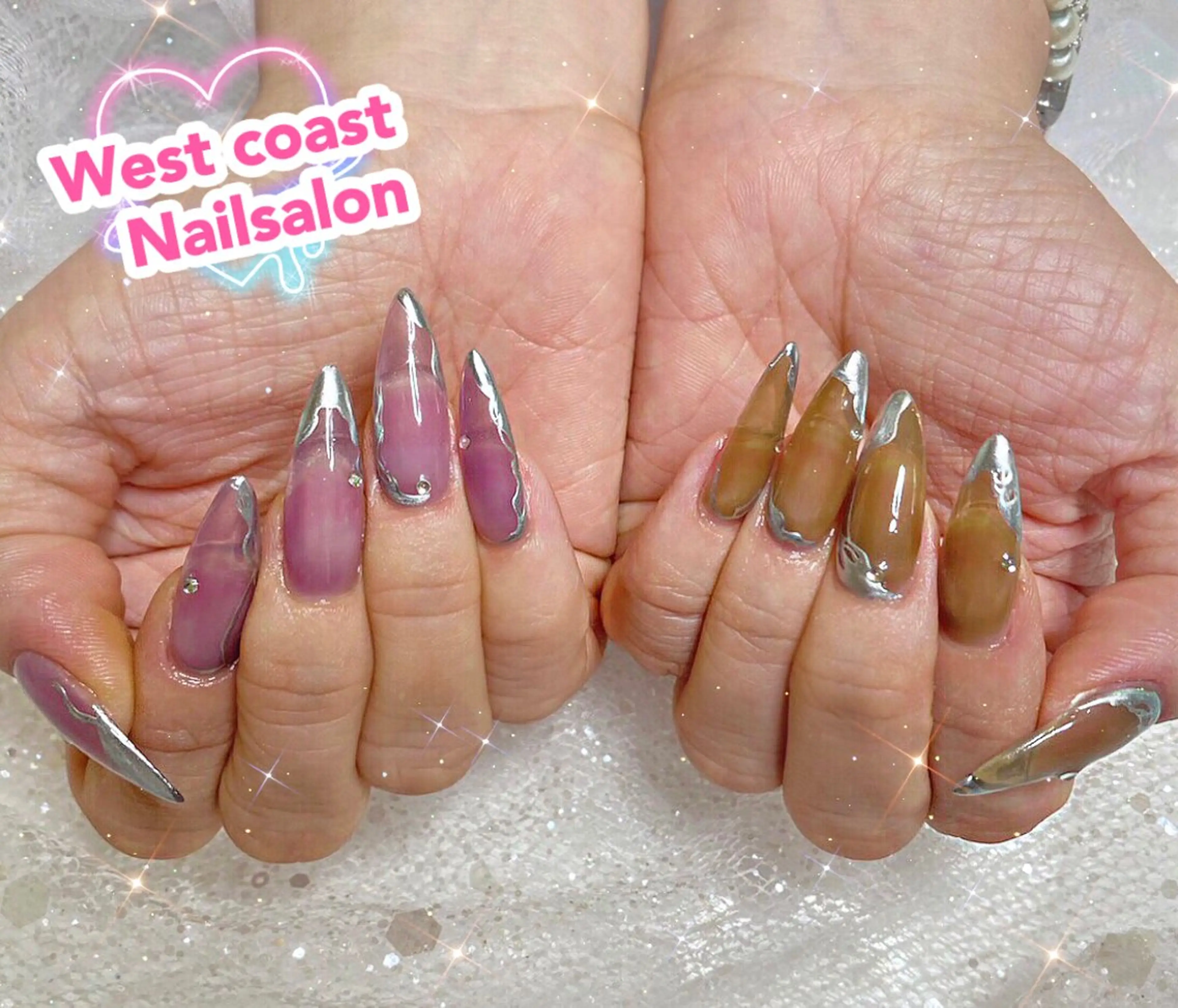 ネイル リボン、ガーリー パーツ放題専門店のネイルデザイン