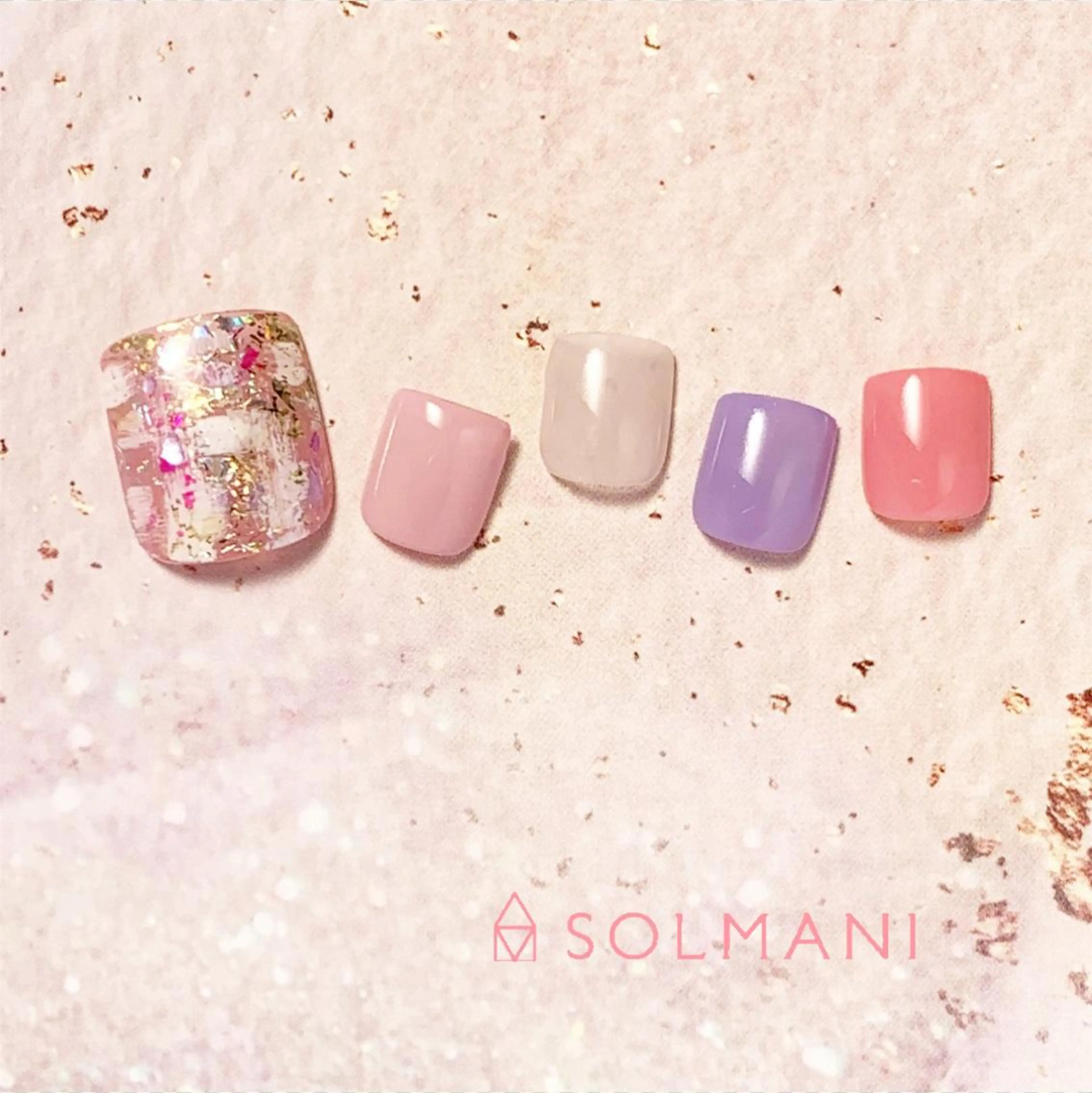 ネイル フットネイル ニュアンスネイル ツイードネイル SOLMANI 予約担当のネイルデザイン