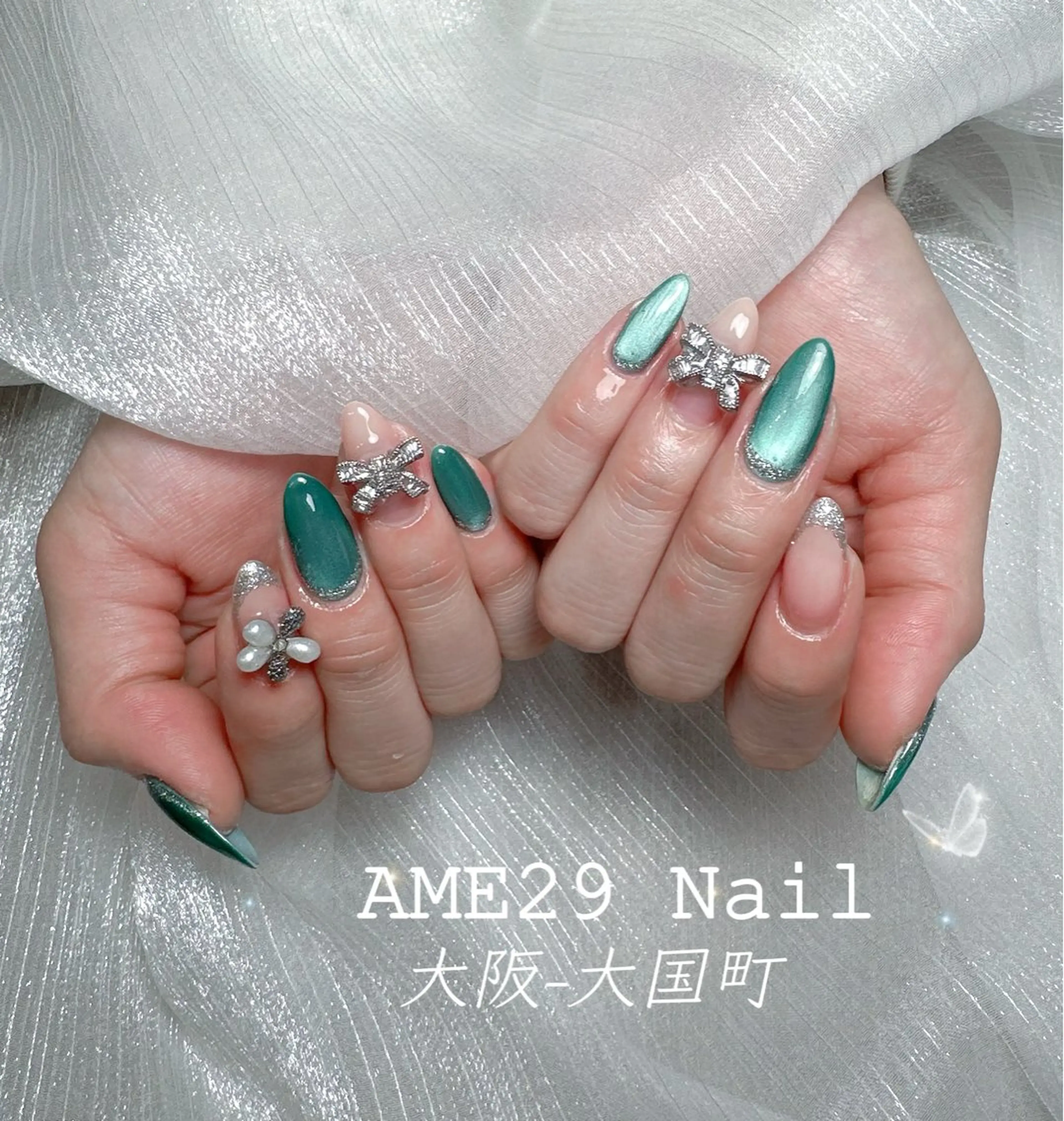 ネイル ジェルネイル ガーリー グラデーション ハート キラキラネイル AME29 Nail ネイルサロンのネイルデザイン