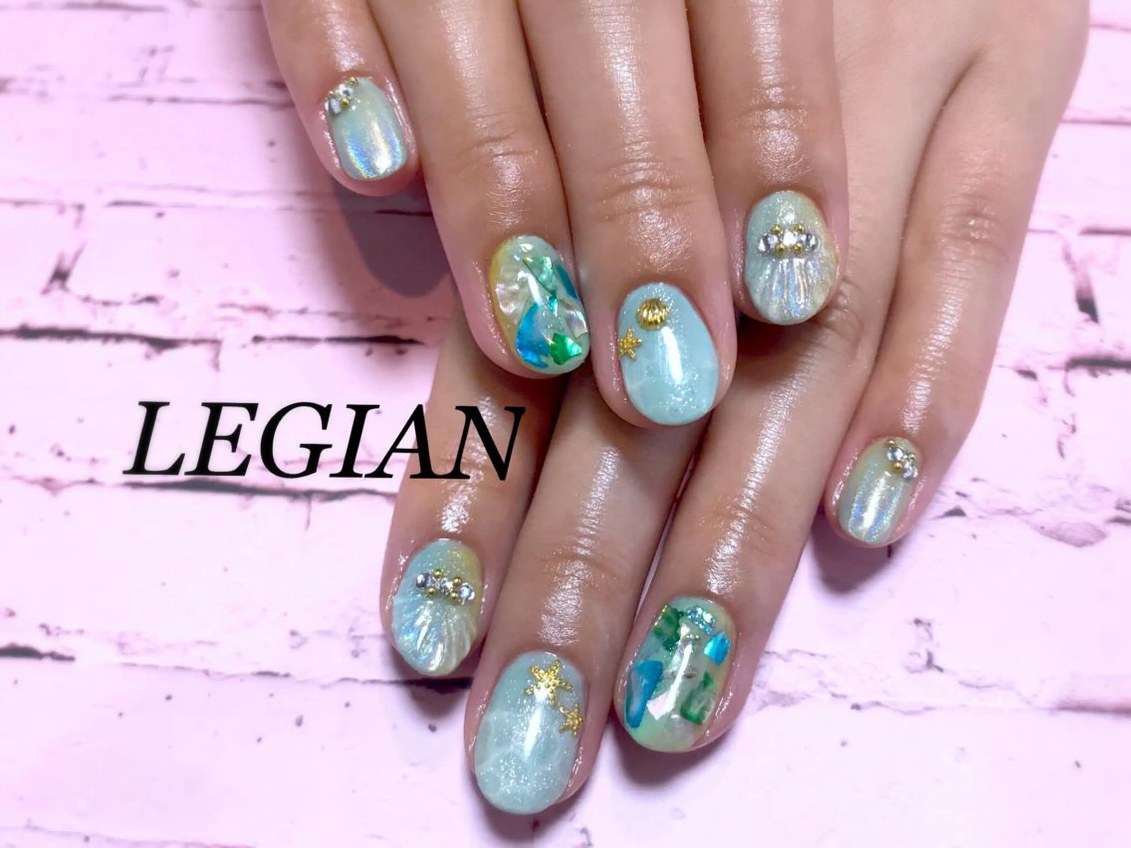 ネイル ブルー 古川 真理枝のネイルデザイン