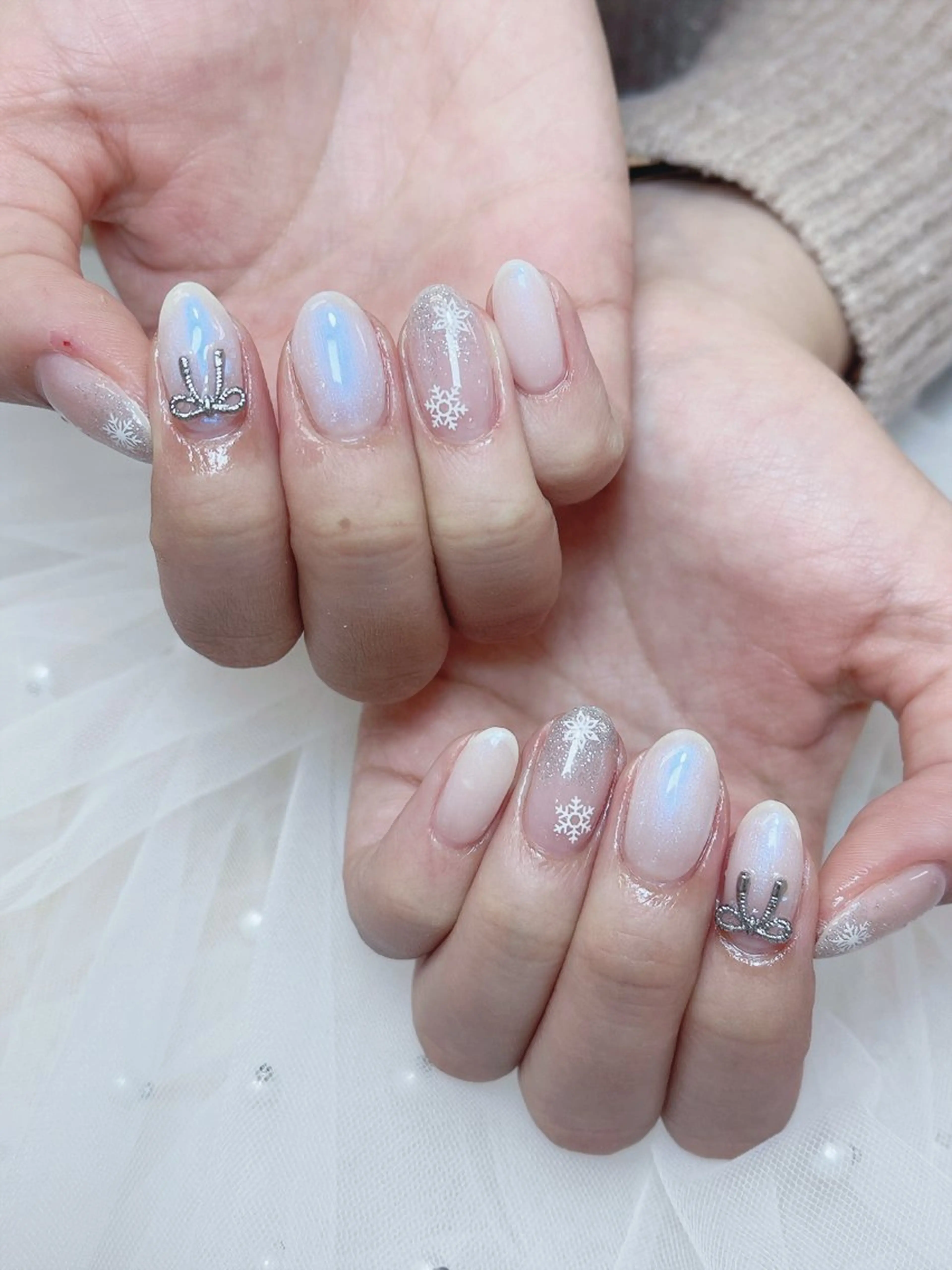 ネイル チークネイル 成人式 フレンチネイル グラデーション 氷ネイル・うるうるネイル ハンドネイル DUO MI所属・DUO   MI nail salonのネイルデザイン