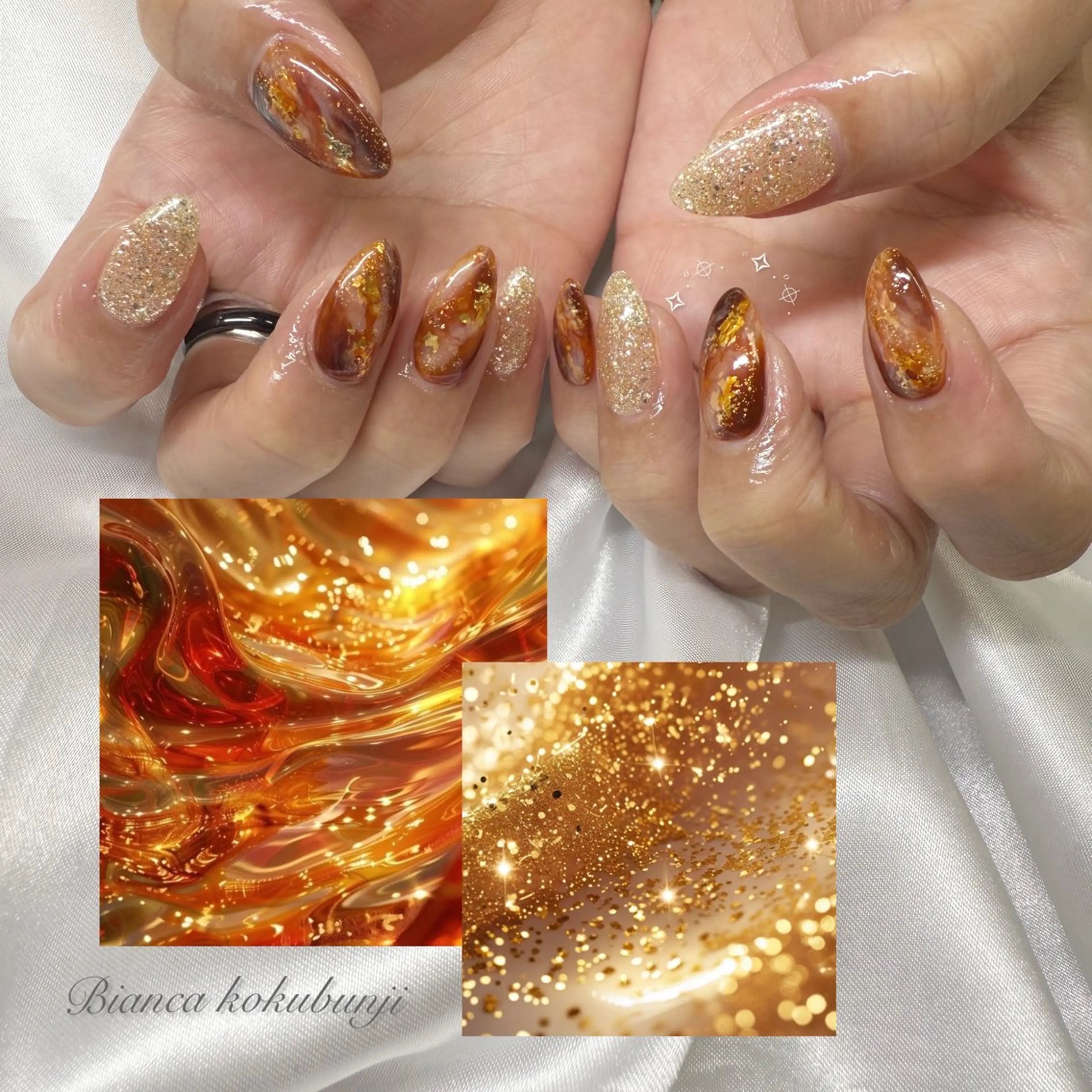 ネイル べっ甲ネイル ニュアンスネイル ハンドネイル Bianca☁国分寺 🤍店長/黒木愛美のネイルデザイン