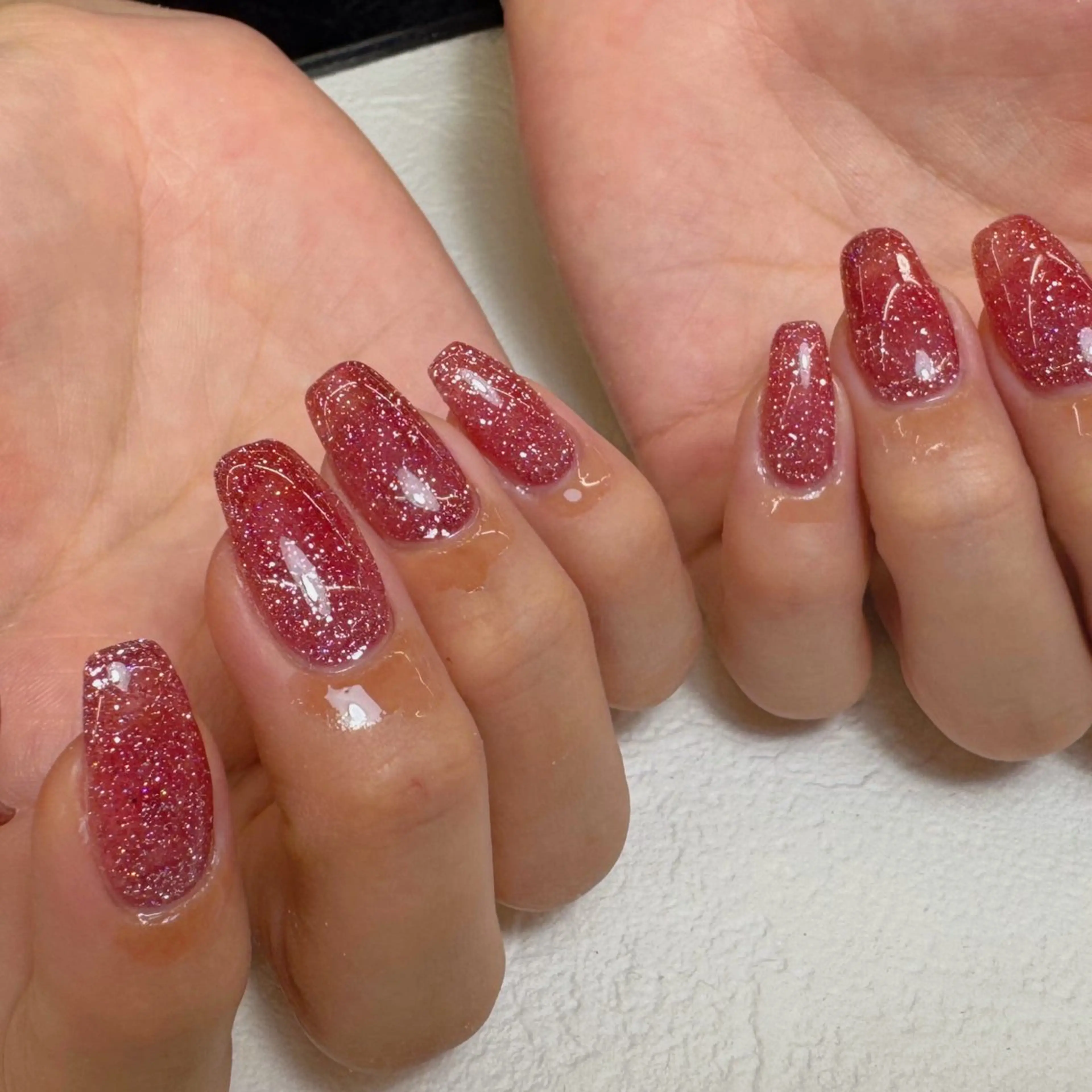 ネイル フラッシュネイル フレンチネイル 赤色 ハンドネイル 【MAXKELLY】 Shiotaのネイルデザイン