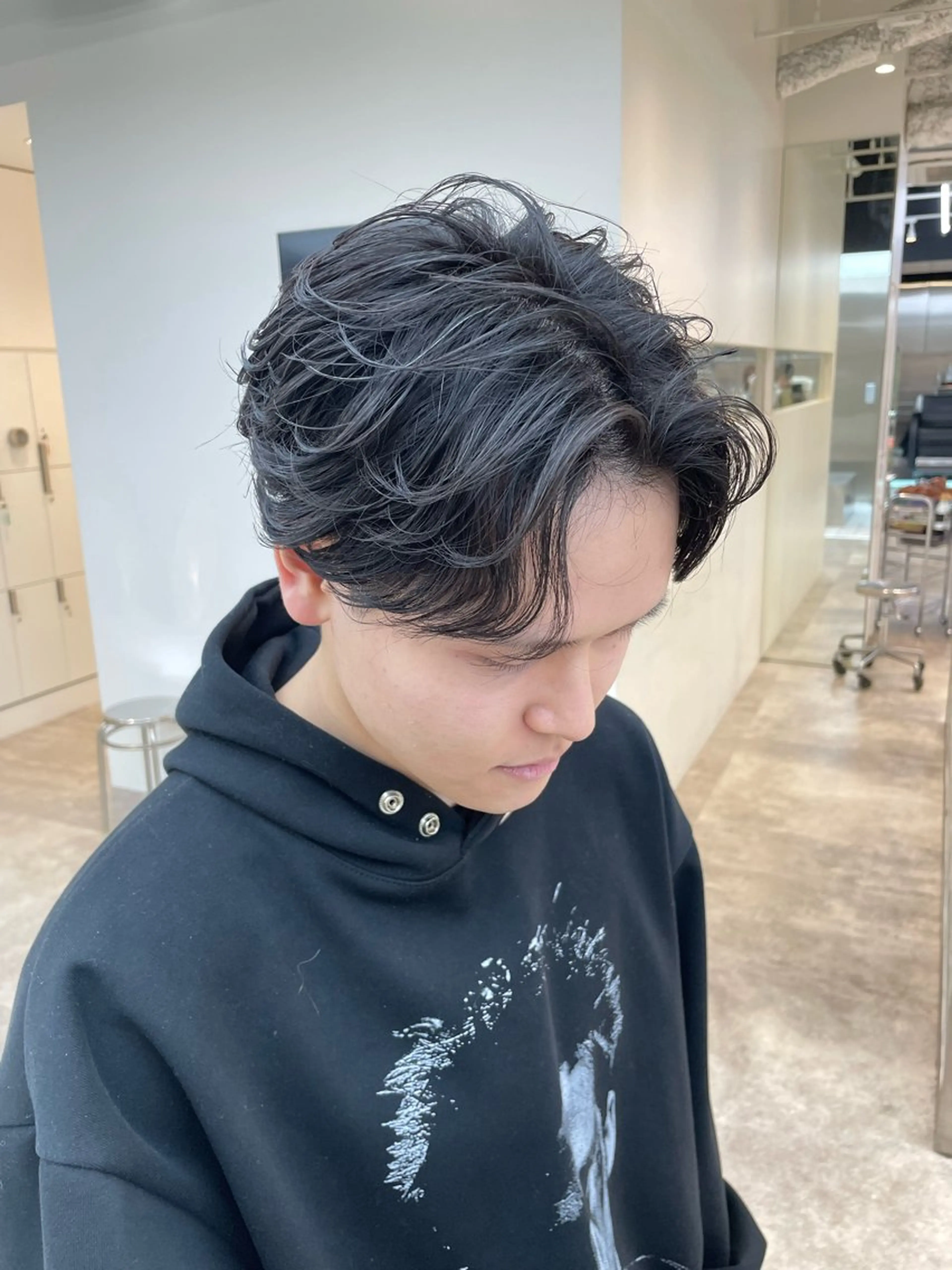 パーマ メンズ フェザーパーマ メンズパーマ カット パーマ 神山 哲のヘアスタイル