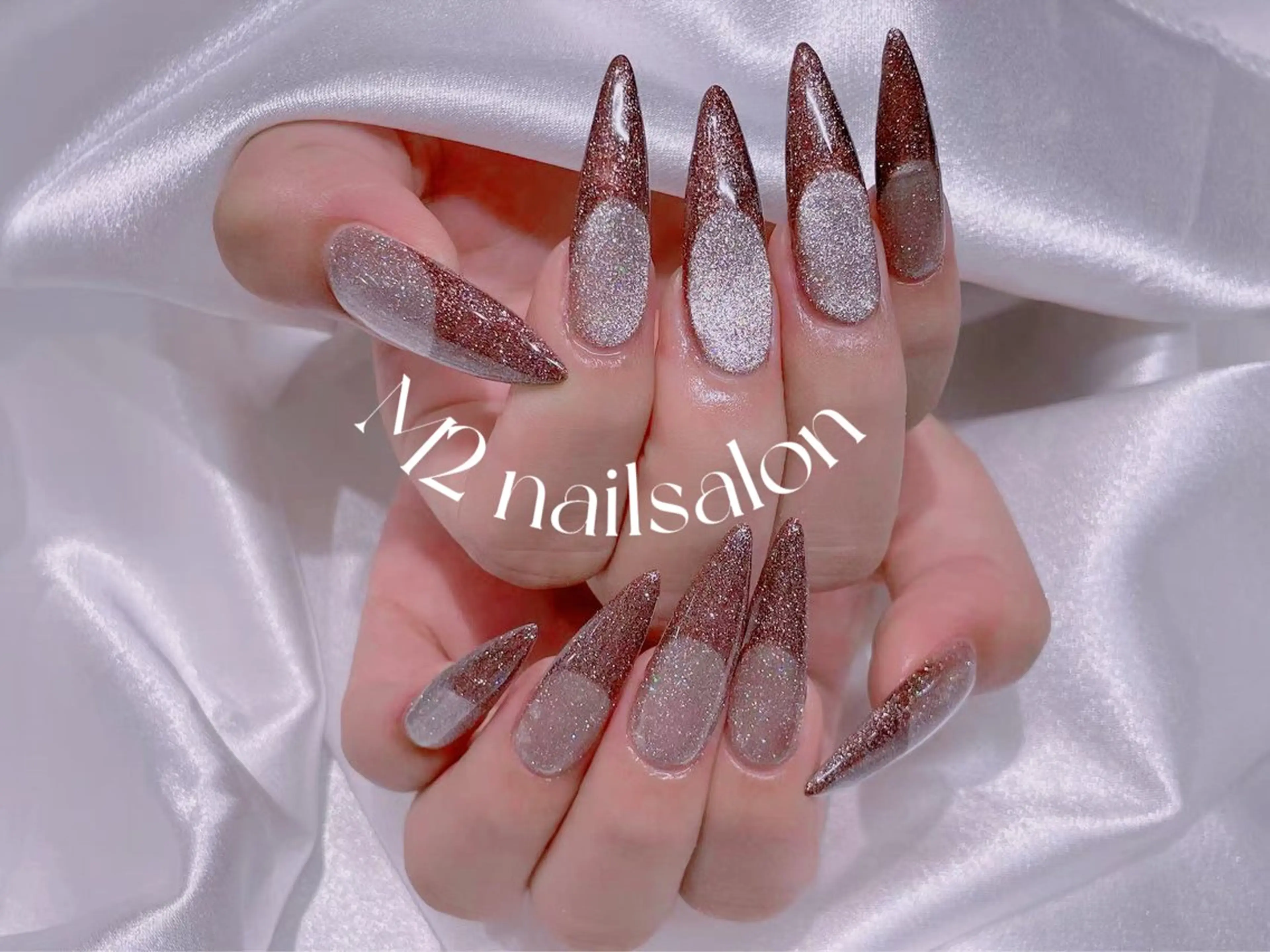 ネイル フレンチネイル マグネットネイル マグネットフレンチ ハンドネイル 長さだし専門店 M2 rikaのネイルデザイン