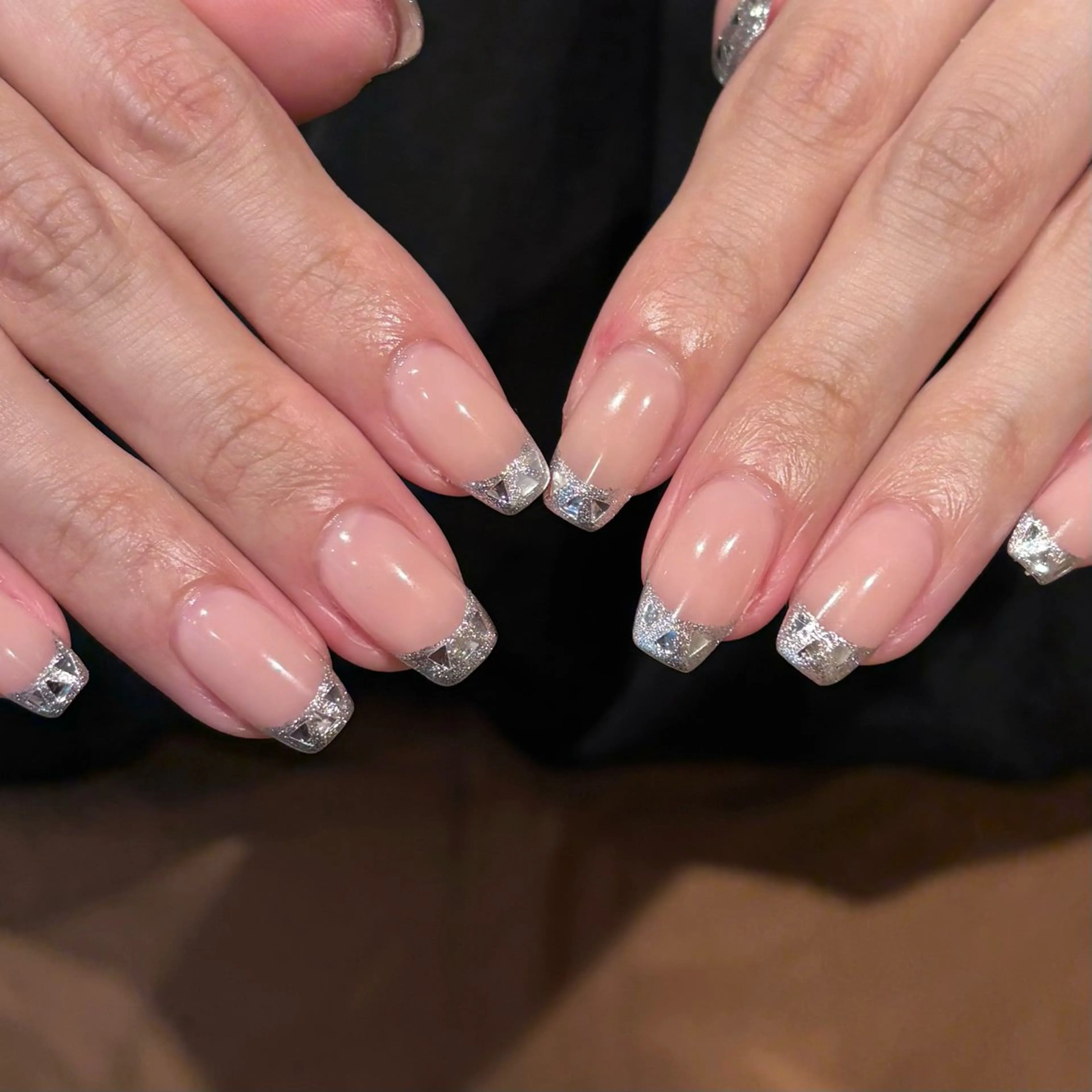 ネイル フレンチネイル ガラスフレンチ キラキラネイル シンプルネイル ブライダルネイル Bianca名駅店 安田のネイルデザイン