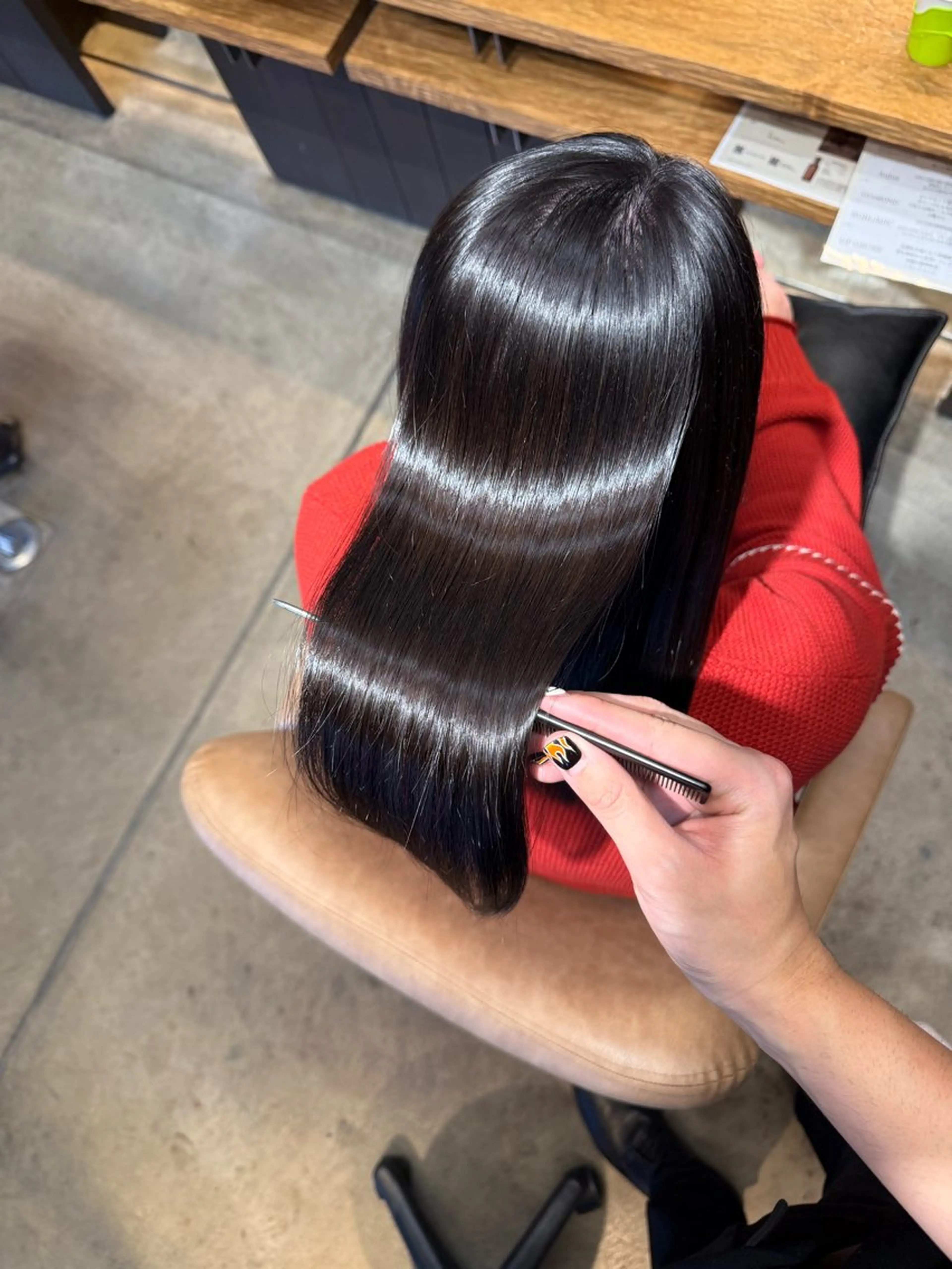 セミロング 縮毛矯正 トリートメント 似合わせ松本 容政のヘアスタイル