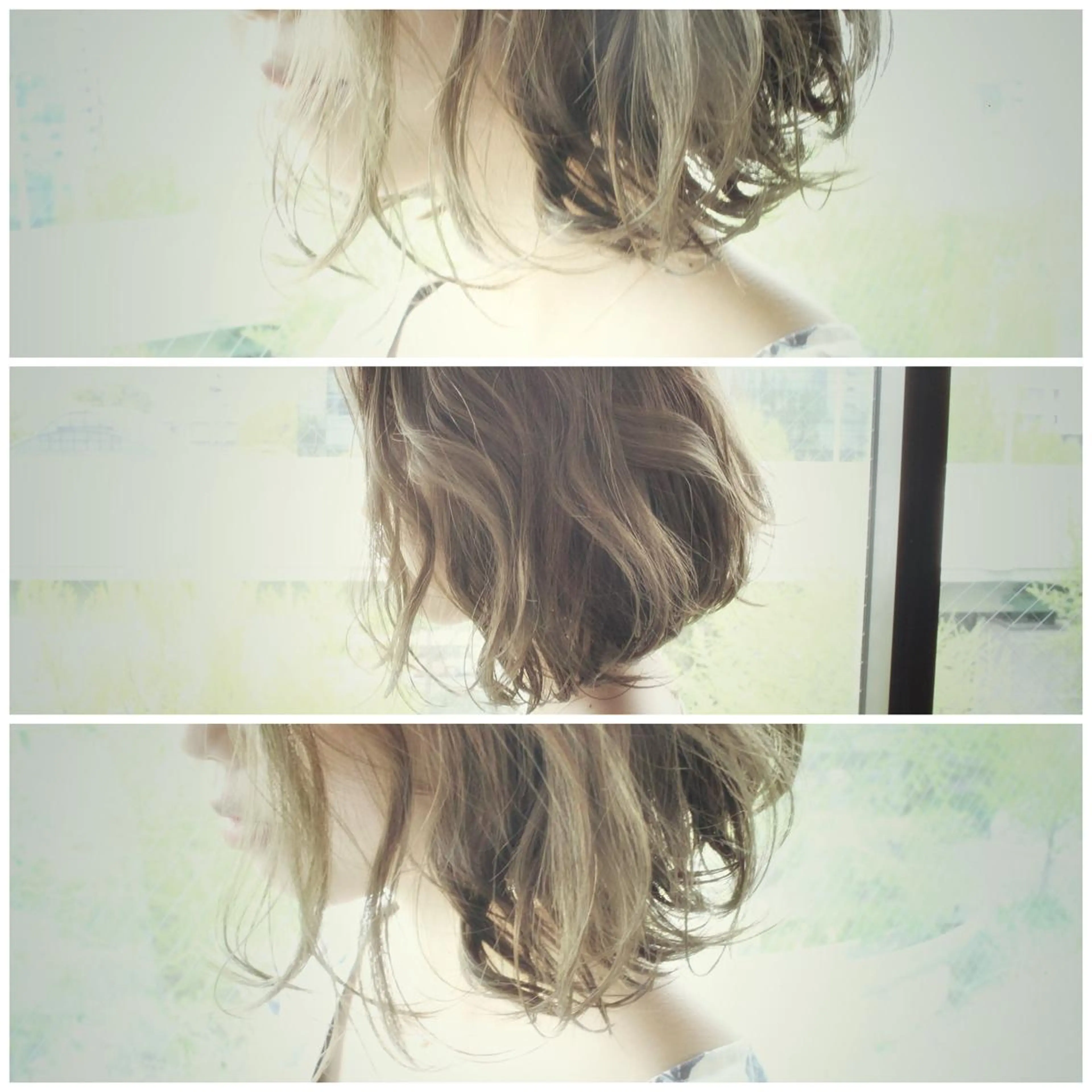 ミディアム カラー ミディアムパーマ アッシュ 透明感カラー ハイライトカラー ハイライト BOB🌟ハイトーン /ブリーチ/TAKUのヘアスタイル