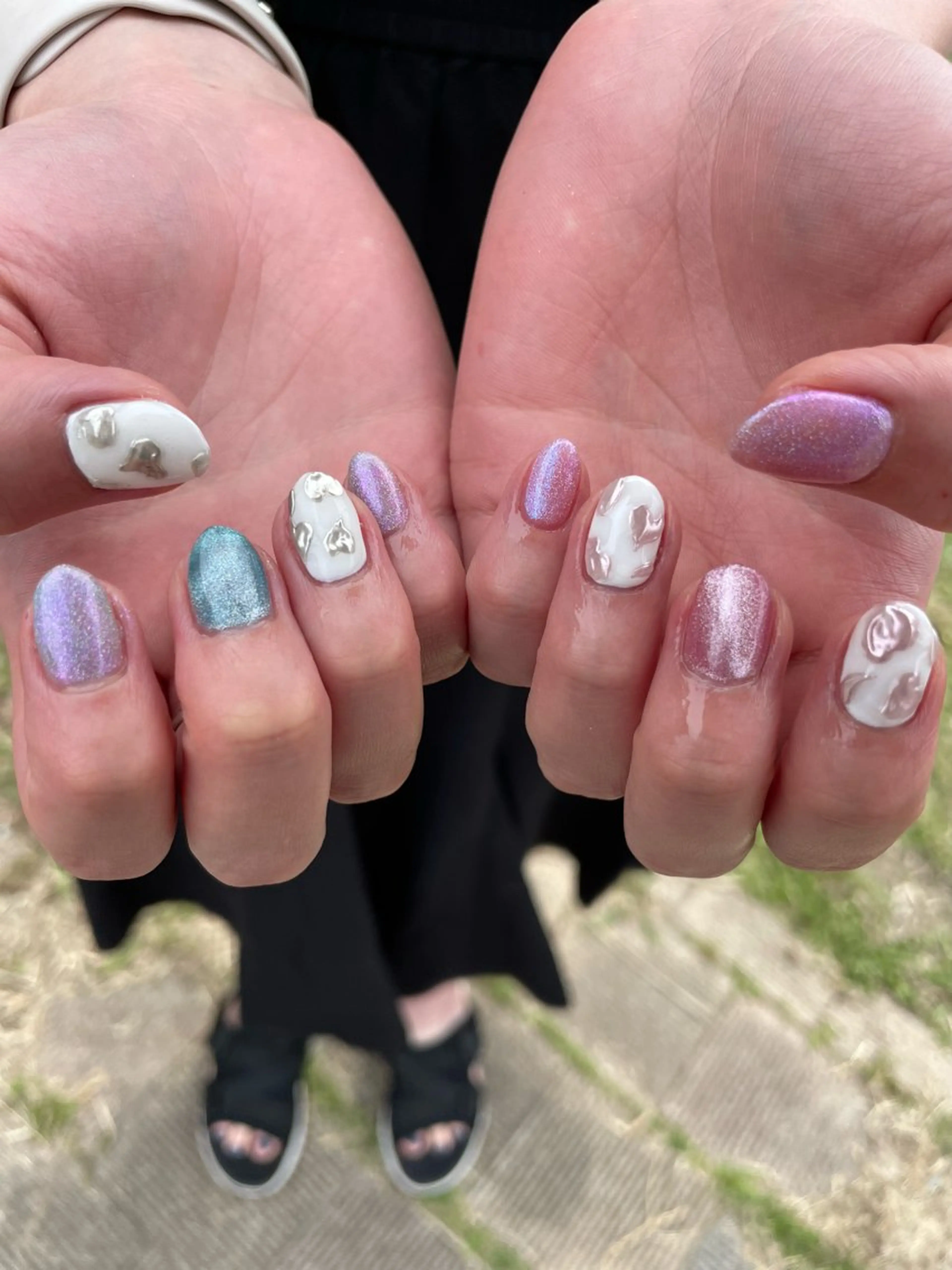 ネイル ハート マグネットネイル ミラーネイル Nail salon Betty❤︎のネイルデザイン