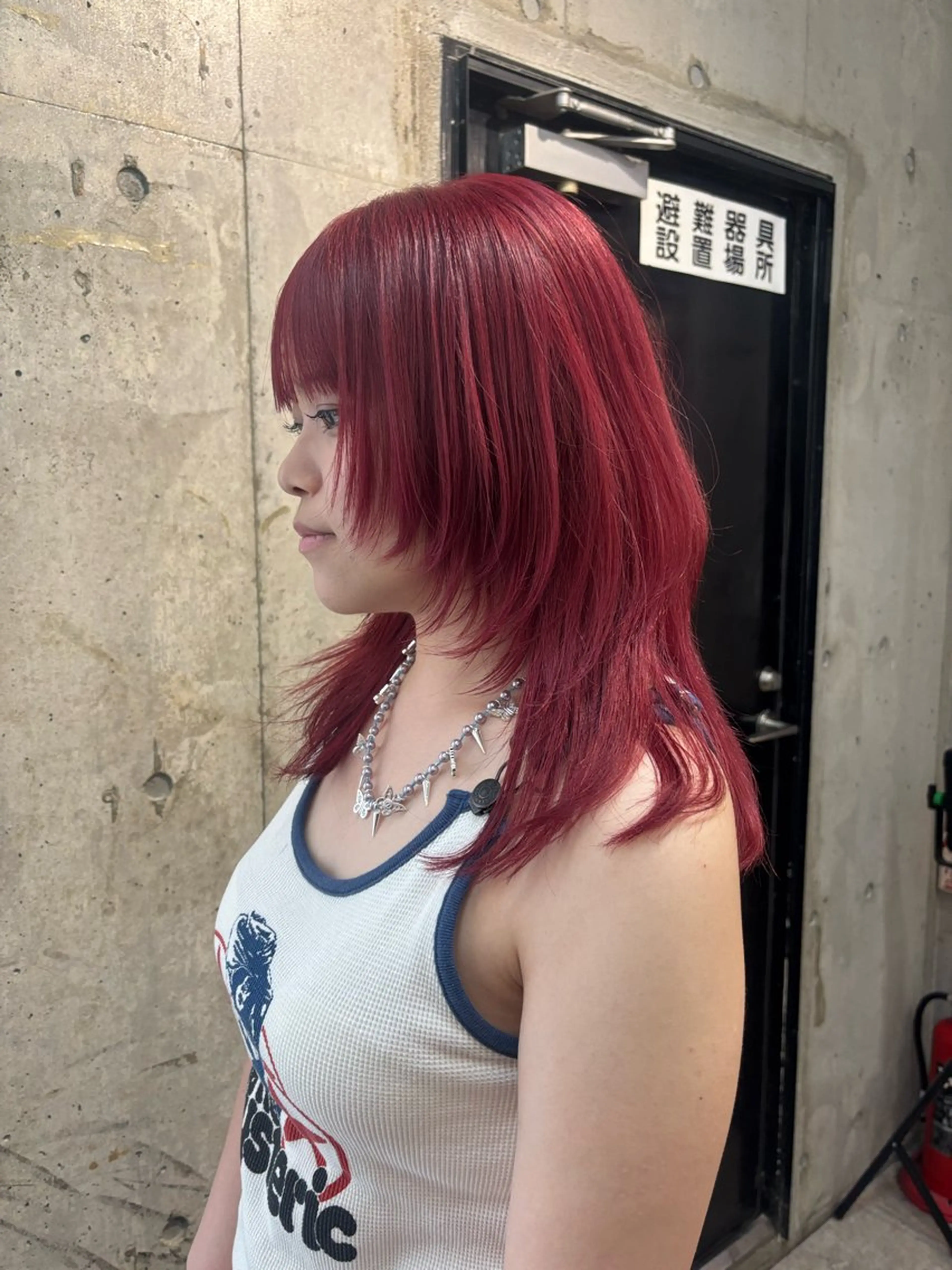 セミロング カラー レッドカラー ウルフカット lani hair salon所属・SHOTO ハイトー ン/デザインカラーのヘアスタイル