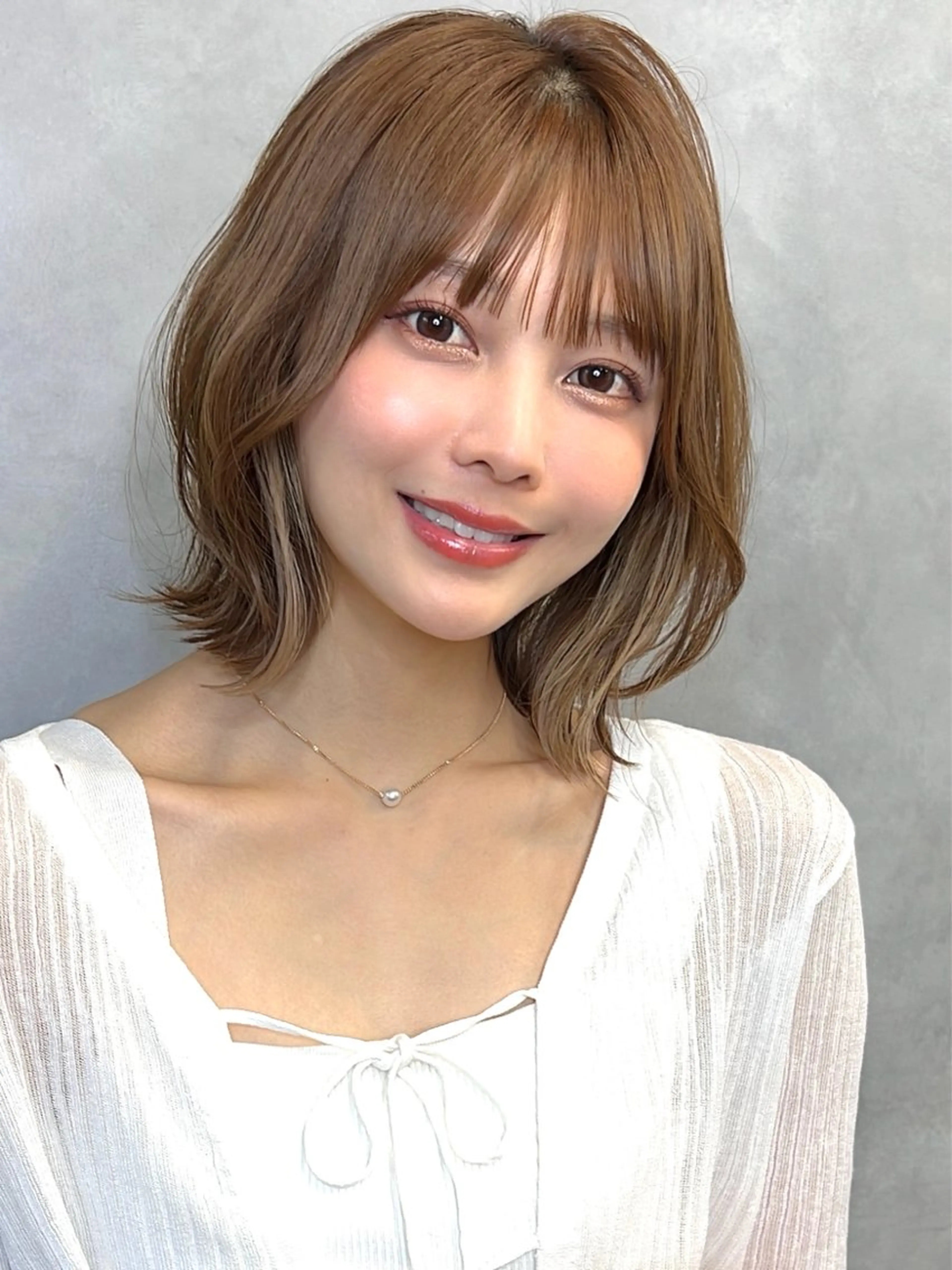 ミディアム カット ヘアカラー トリートメント ボブ/くびれボブ /植原健太のヘアスタイル