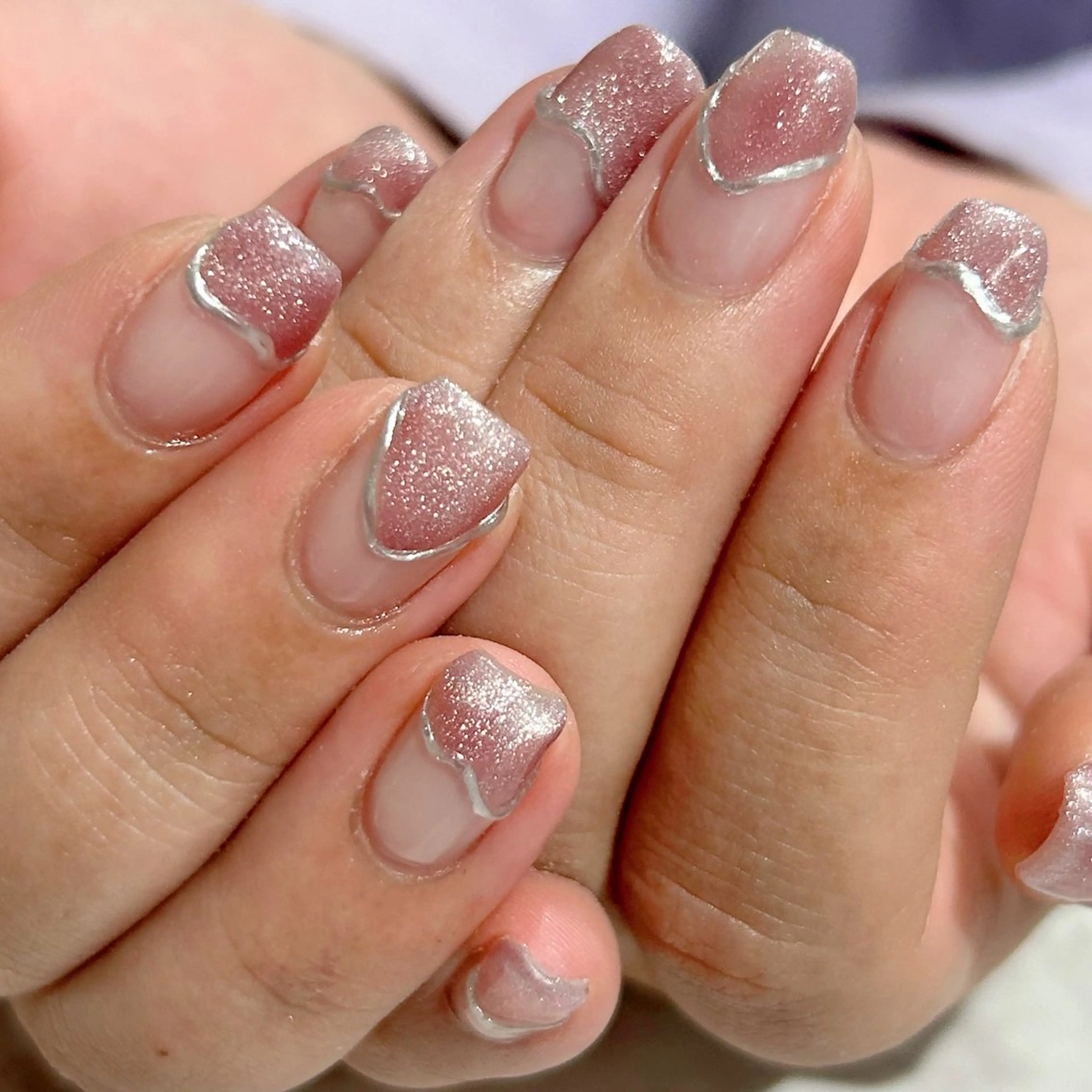 ネイル フレンチネイル マグネットネイル ニュアンスネイル はあとねいる筑紫口店 Hitomiのネイルデザイン