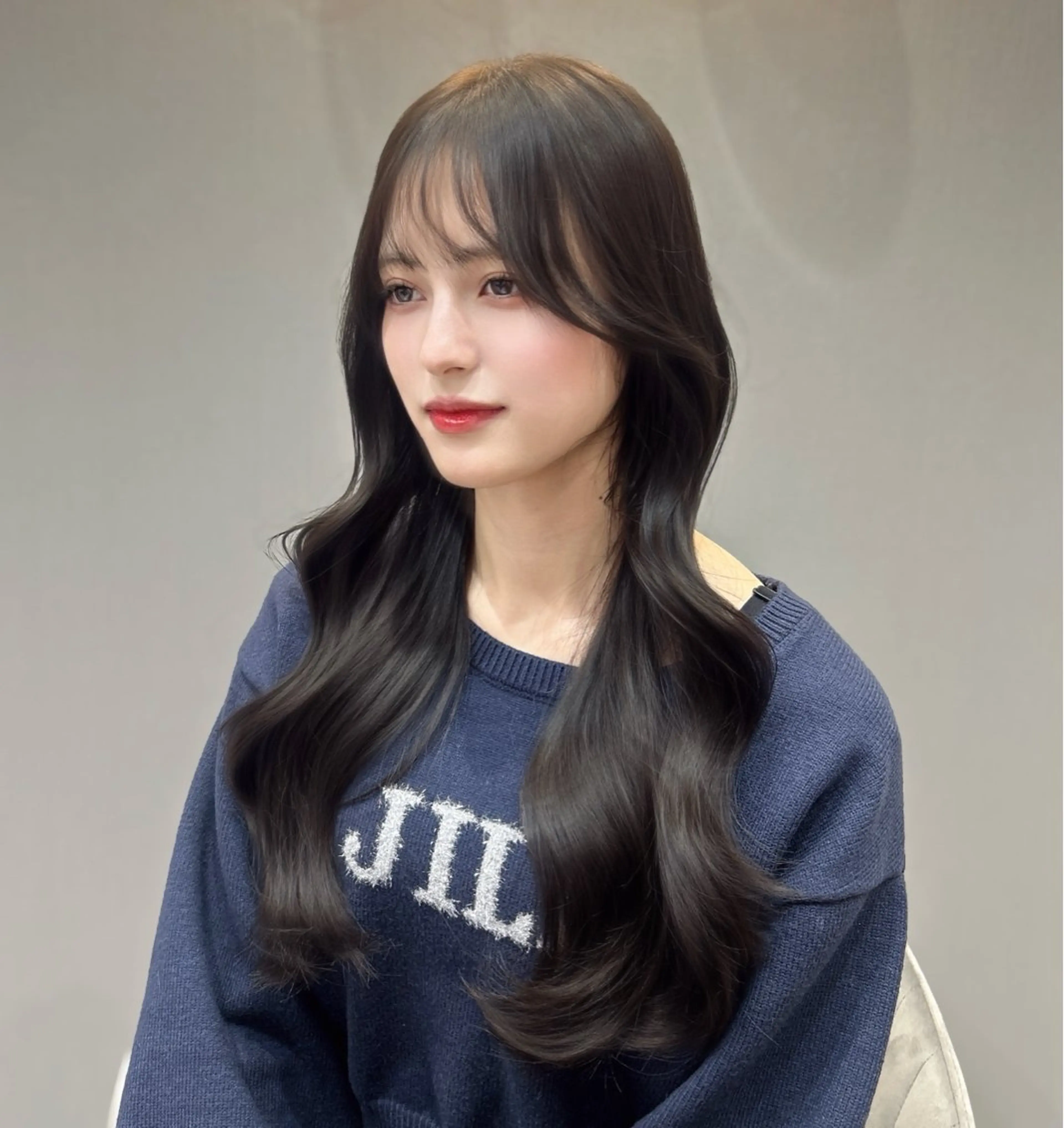 ロング カラー グレージュ 顔周りカット 🤍韓国ヘア/ 楓🤍のヘアスタイル