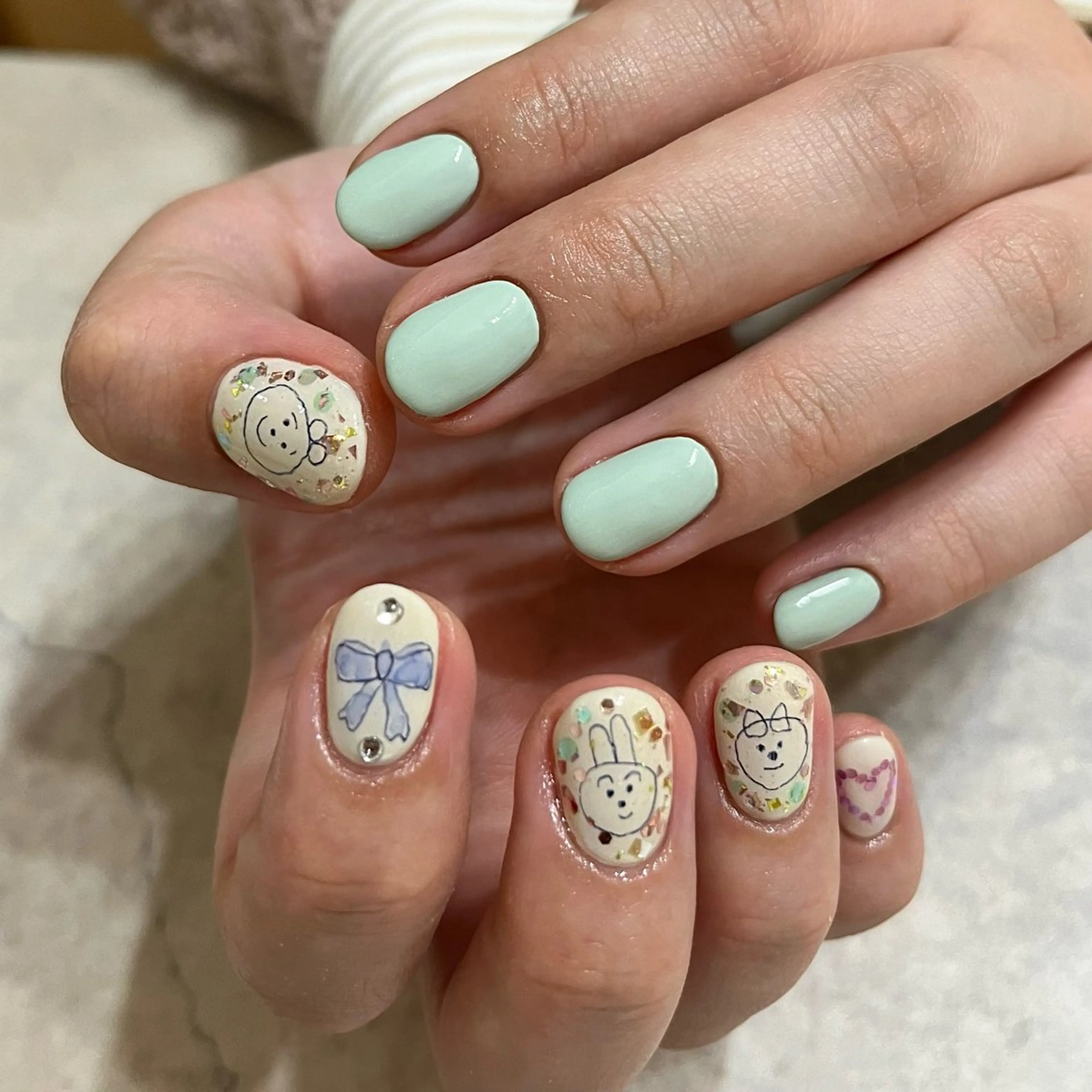 ネイル グリーン ハンドネイル nail salon O (en)所属・vegh. nail／阿波座のネイルデザイン