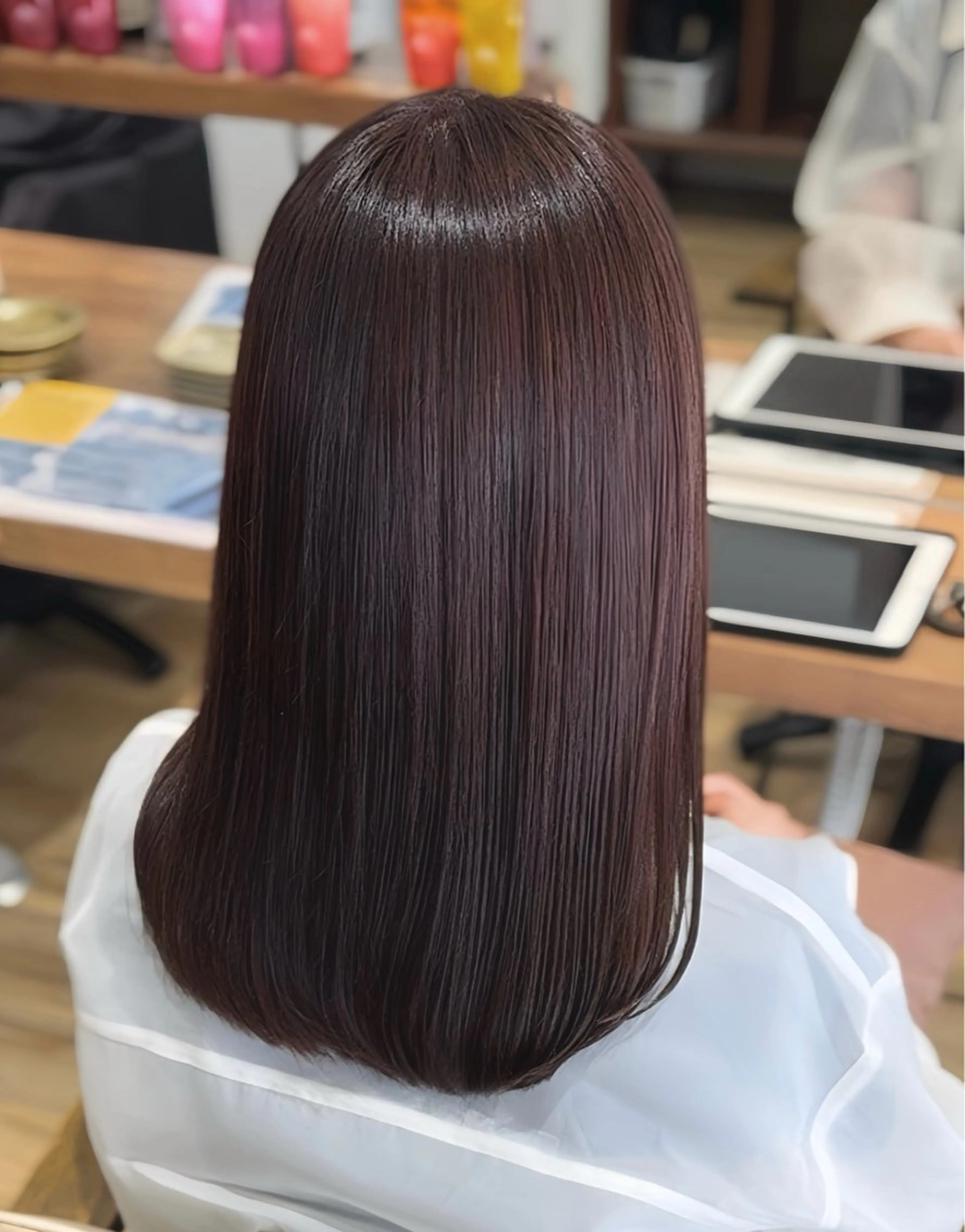 セミロング 顔周りカット 髪質改善 韓国風ヘア レイヤーカット 縮毛矯正 ヘアカラー 韓国レイヤー/ むなかたももか🐾のヘアスタイル