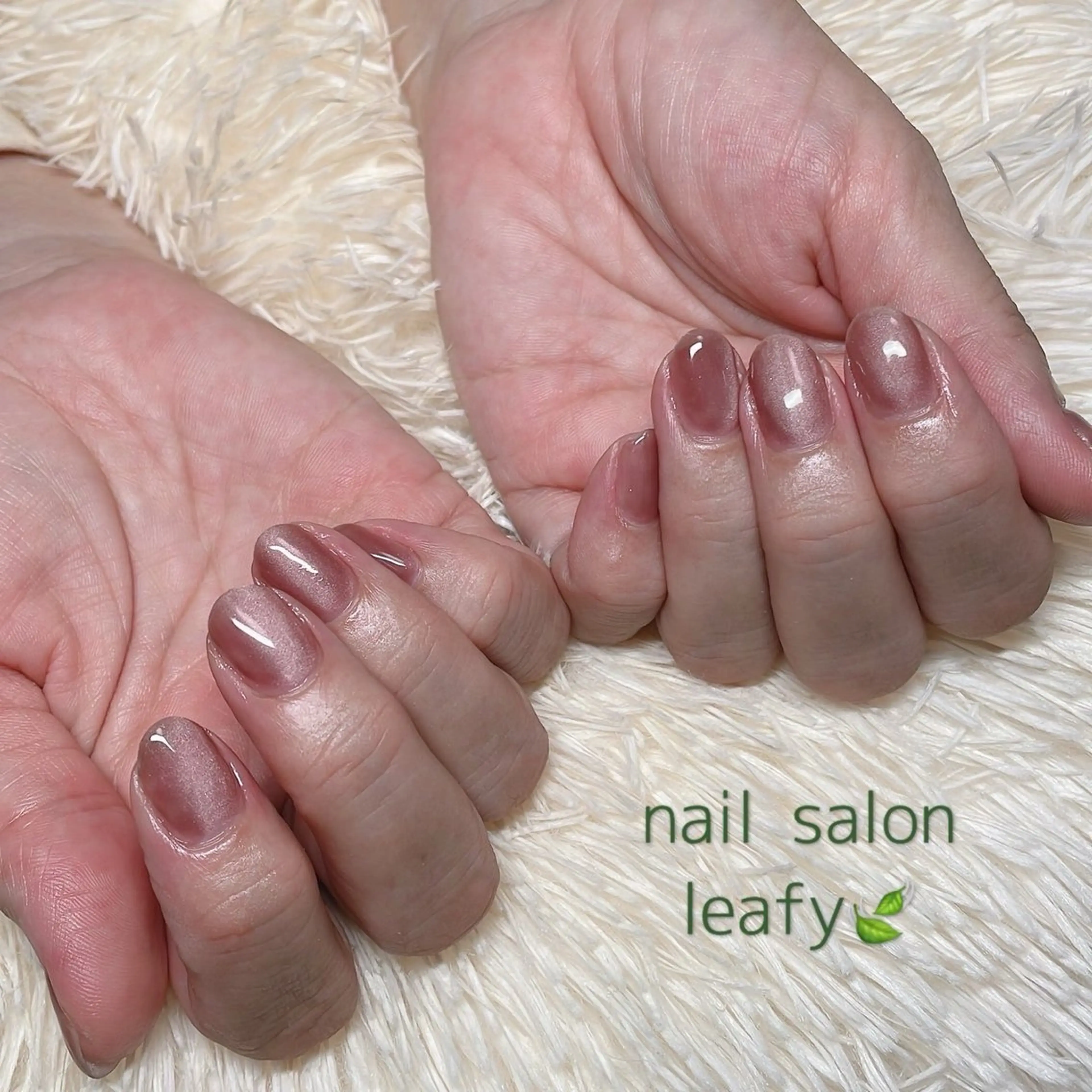 ネイル マグネットネイル ワンカラーネイル ピンク ネイルサロン leafyのネイルデザイン