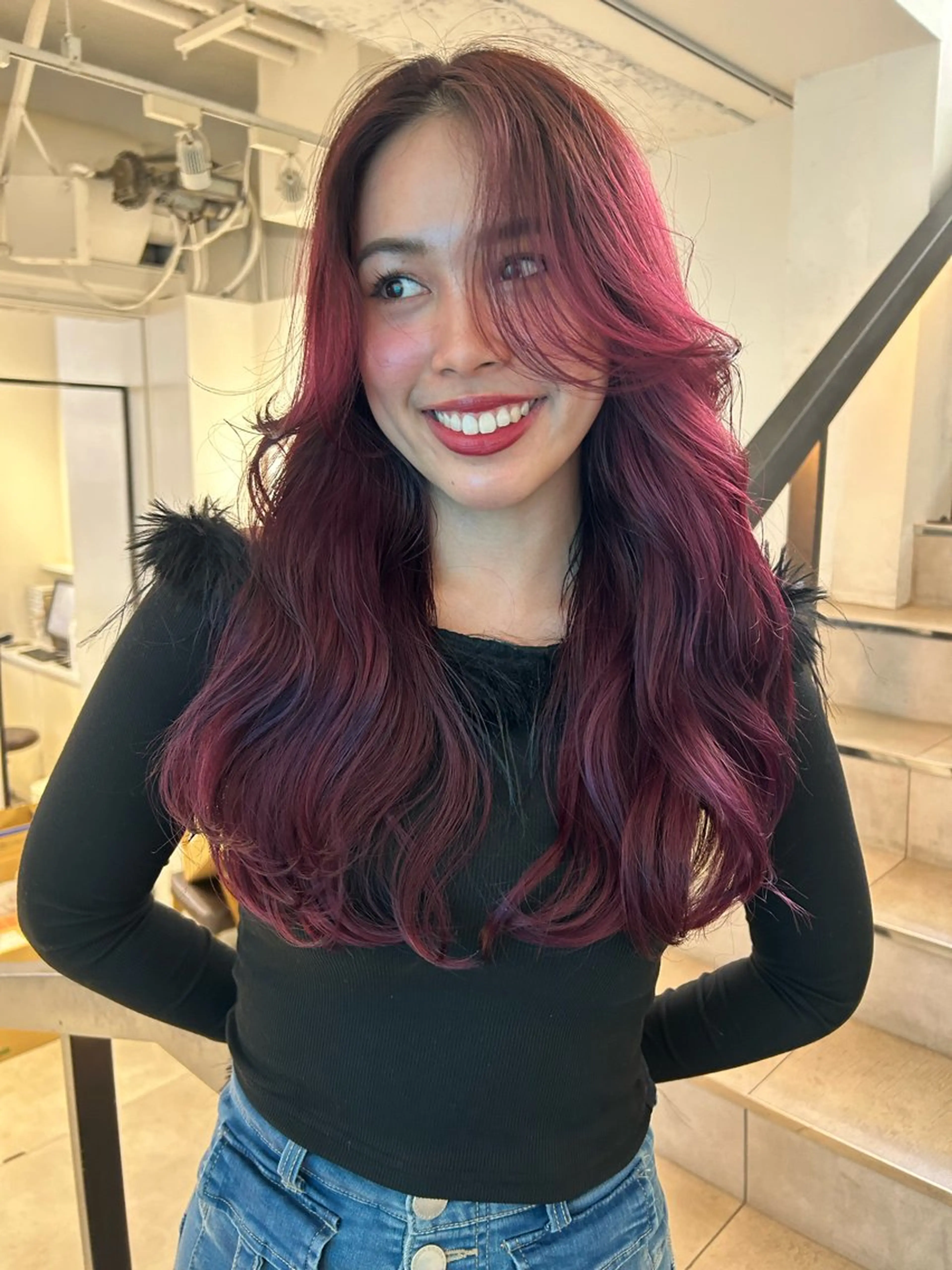 ミディアム カラー ヘアカラー 🌟暖色系ハイトーン 🌟AIのヘアスタイル