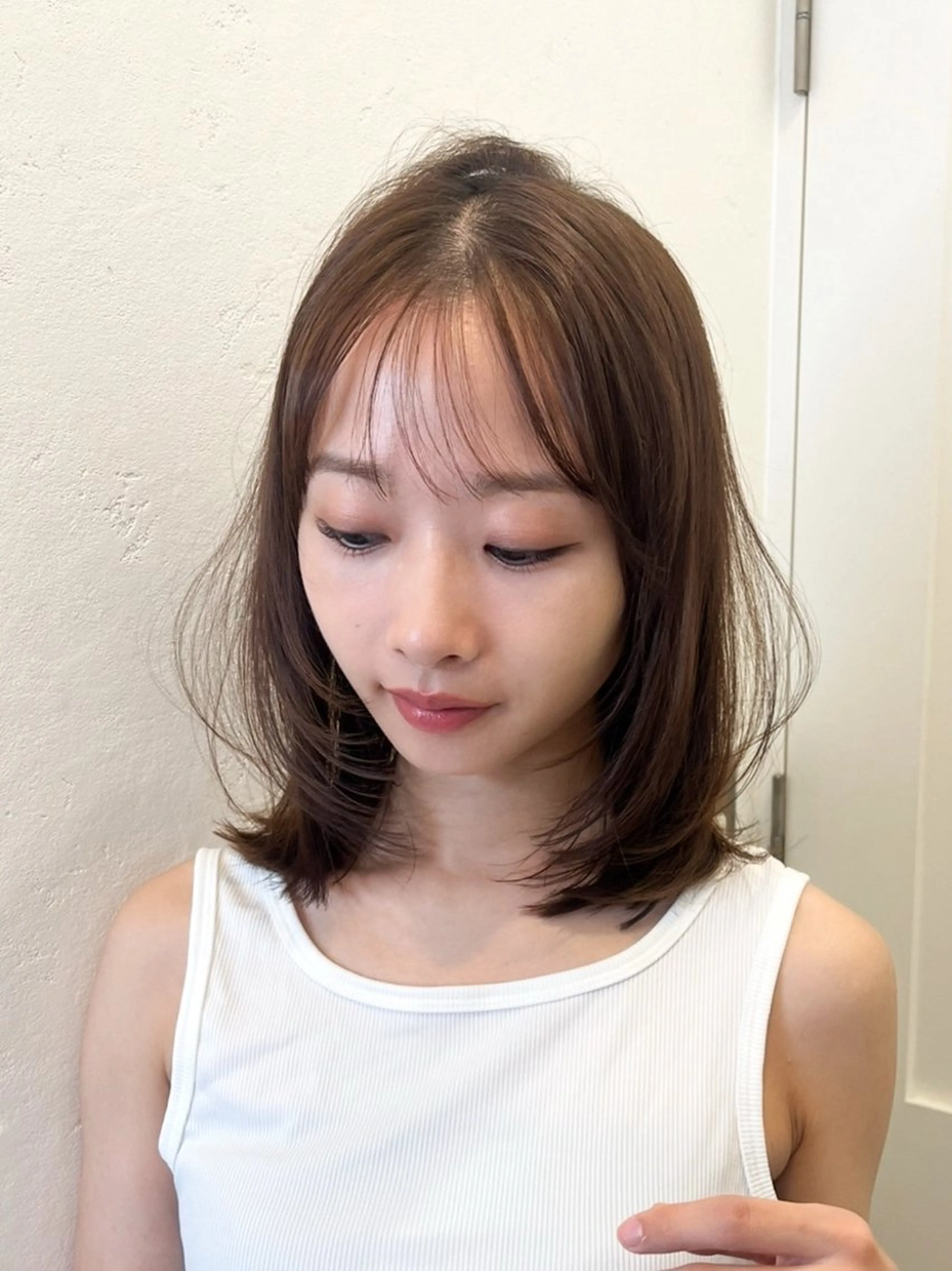 セミロング カラー カット ヘアカラー トリートメント ヘッドスパ 山崎/ボブ縮毛矯正 レイヤー髪質改善のヘアスタイル