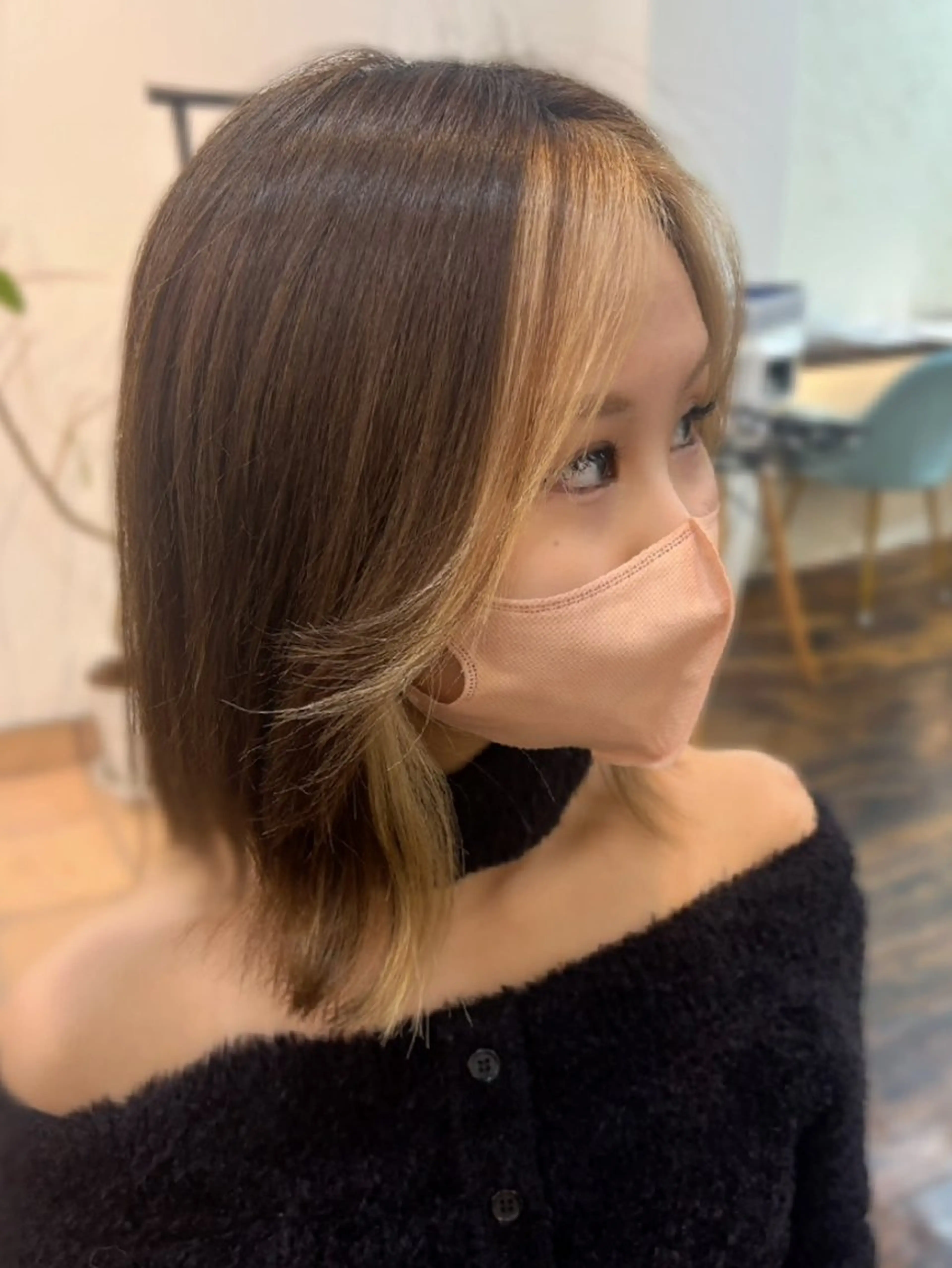 ミディアム ミストバング ヘアカラー 梅田/髪質改善カラー MASS COLORのヘアスタイル