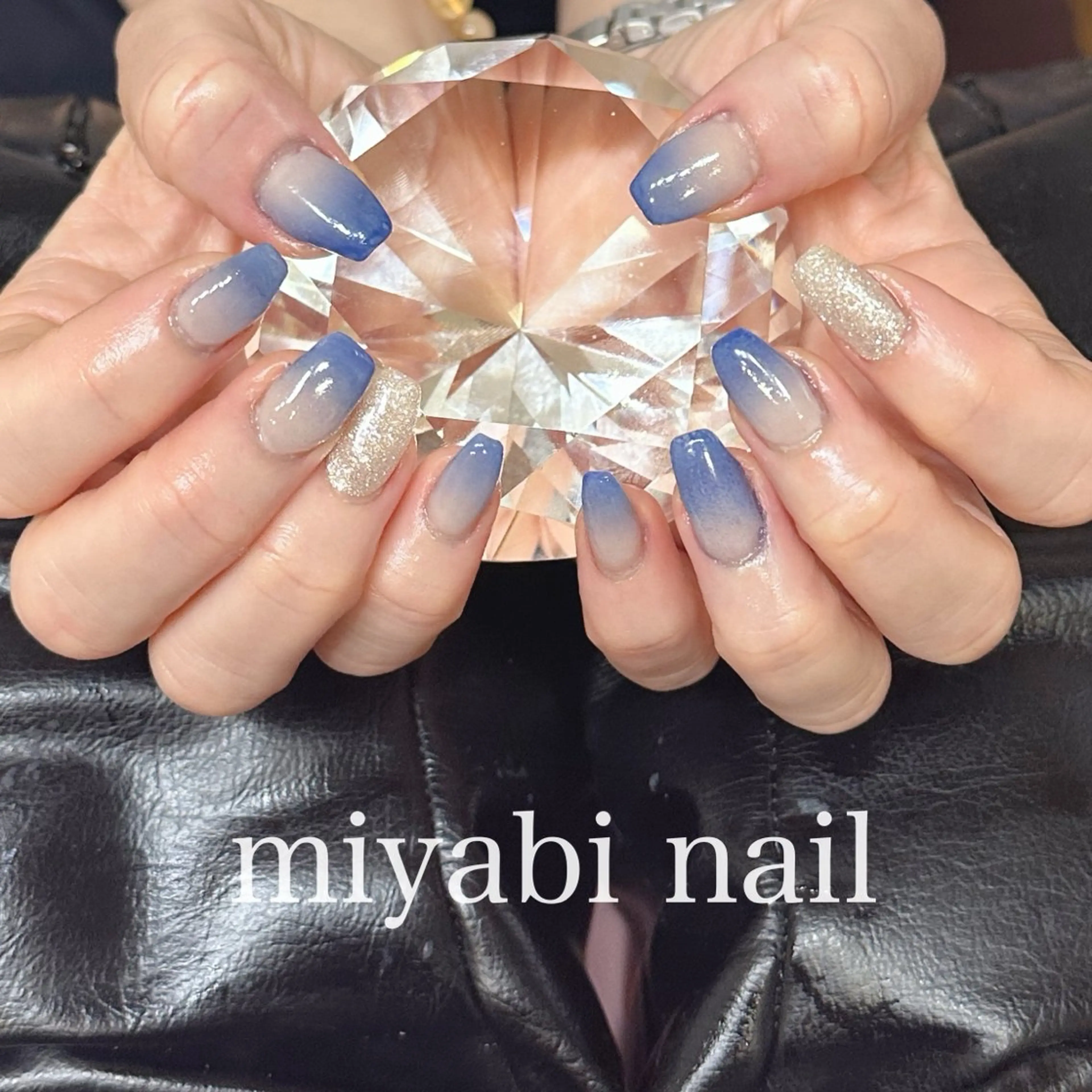 ネイル ブルー グラデーション 持ち込み 夏ネイル ハンドネイル miyabi nail 桂川駅近くのネイルデザイン