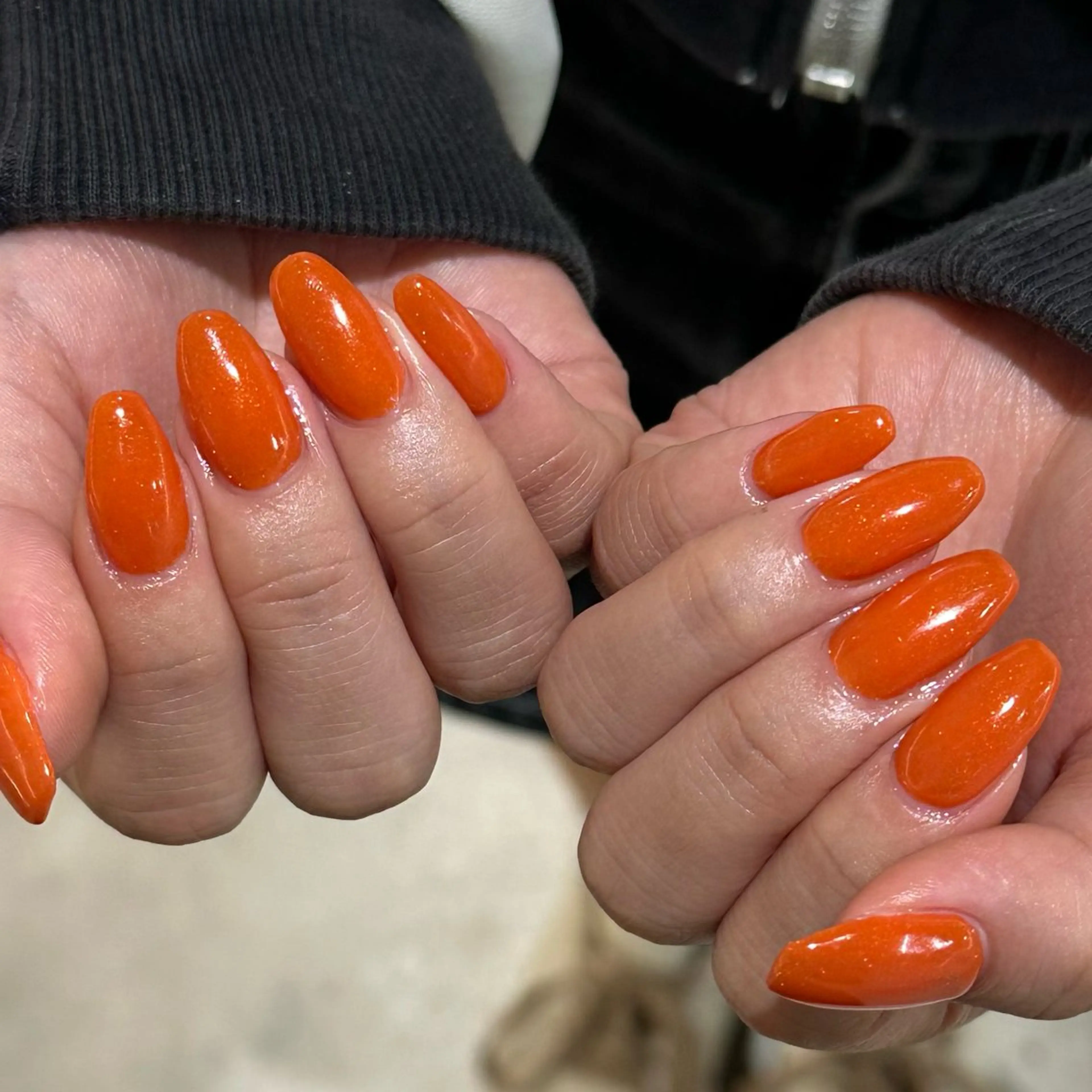 ネイル ラメ(グリッター) ワンカラーネイル オレンジ Umezawa Minoriのネイルデザイン