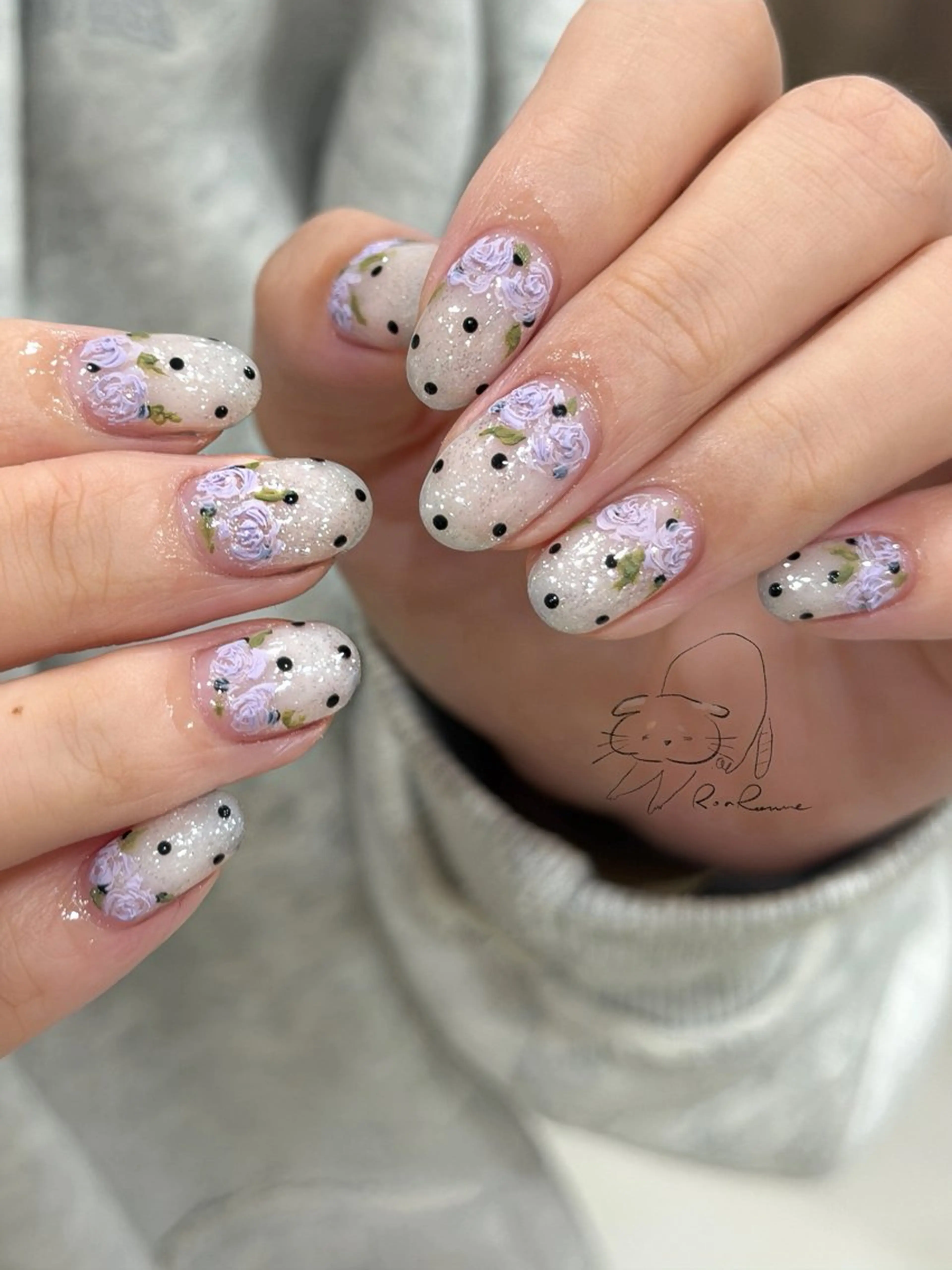ネイル オーロラネイル 長さ出し フレンチネイル ジェルネイル ミラーネイル ハンドネイル Cho Artネイル所属・ronronne .のネイルデザイン