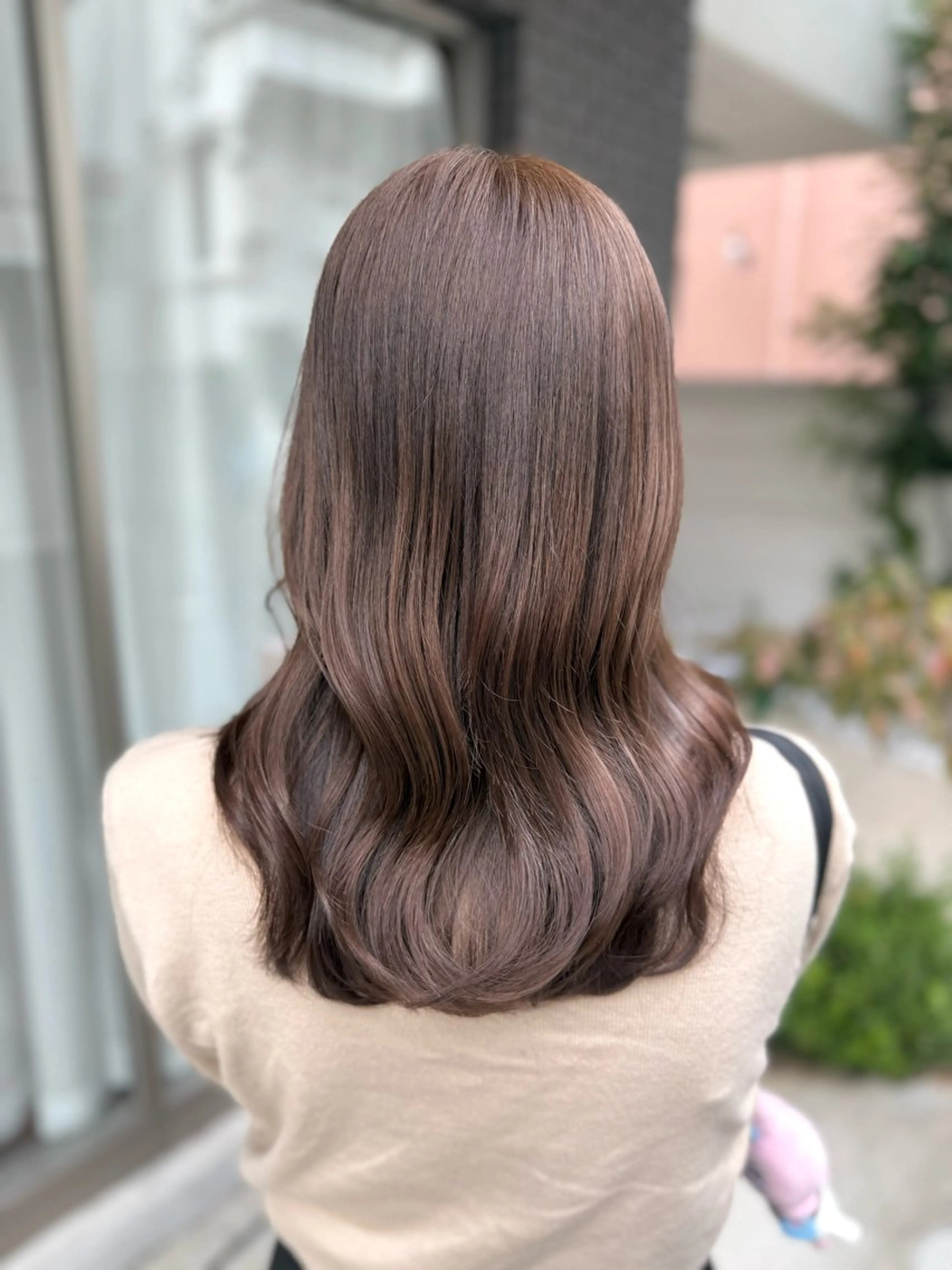 セミロング カラー ベージュカラー ブリーチ ミルクティーベージュ ブリーチなしカラー カット ヘアカラー トリートメント グレージュ/透明感/ 韓国ヘア/RISAのヘアスタイル