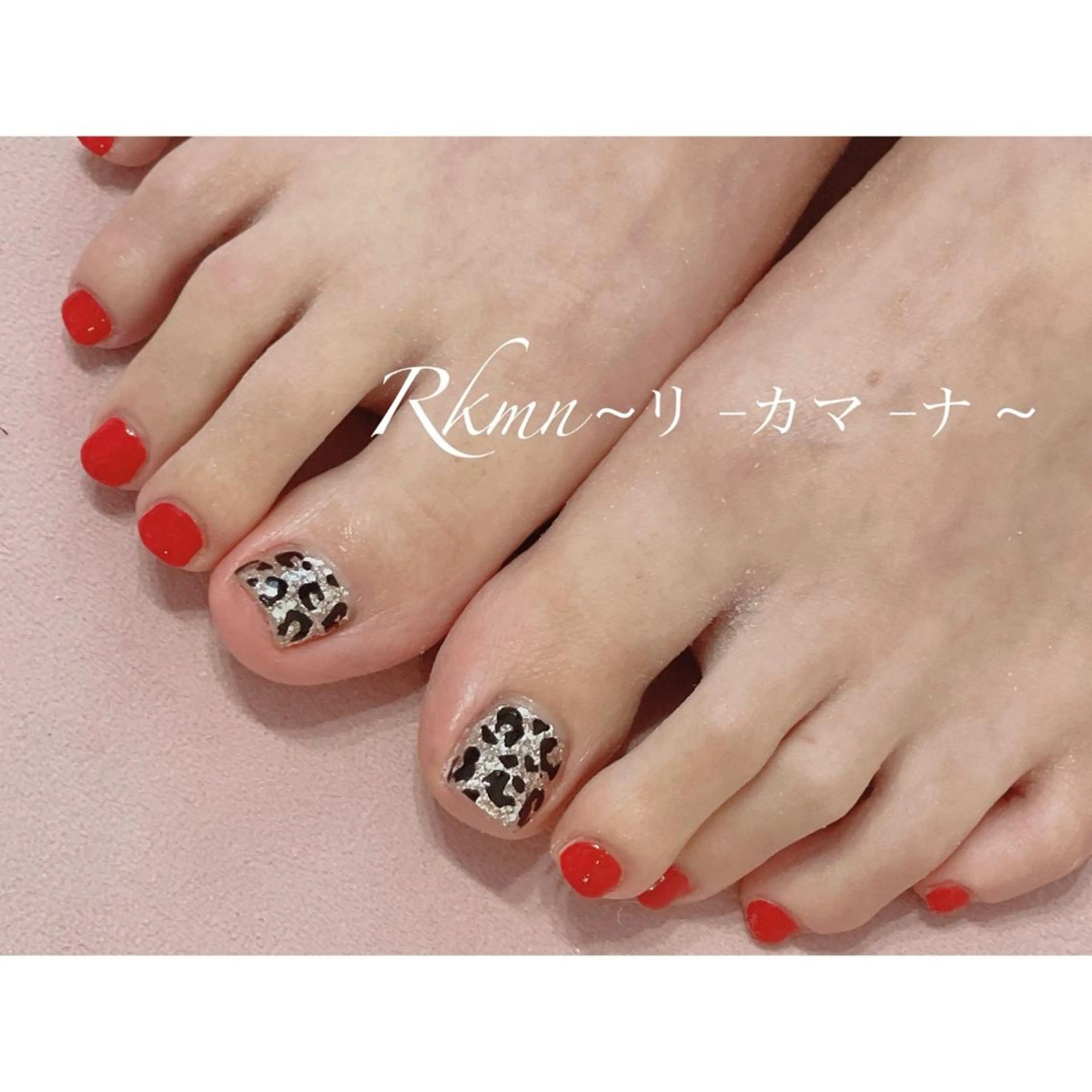 ネイル アニマル柄 アートネイル 赤色 春ネイル Rkmn ~リ-カマ-ナ~のネイルデザイン