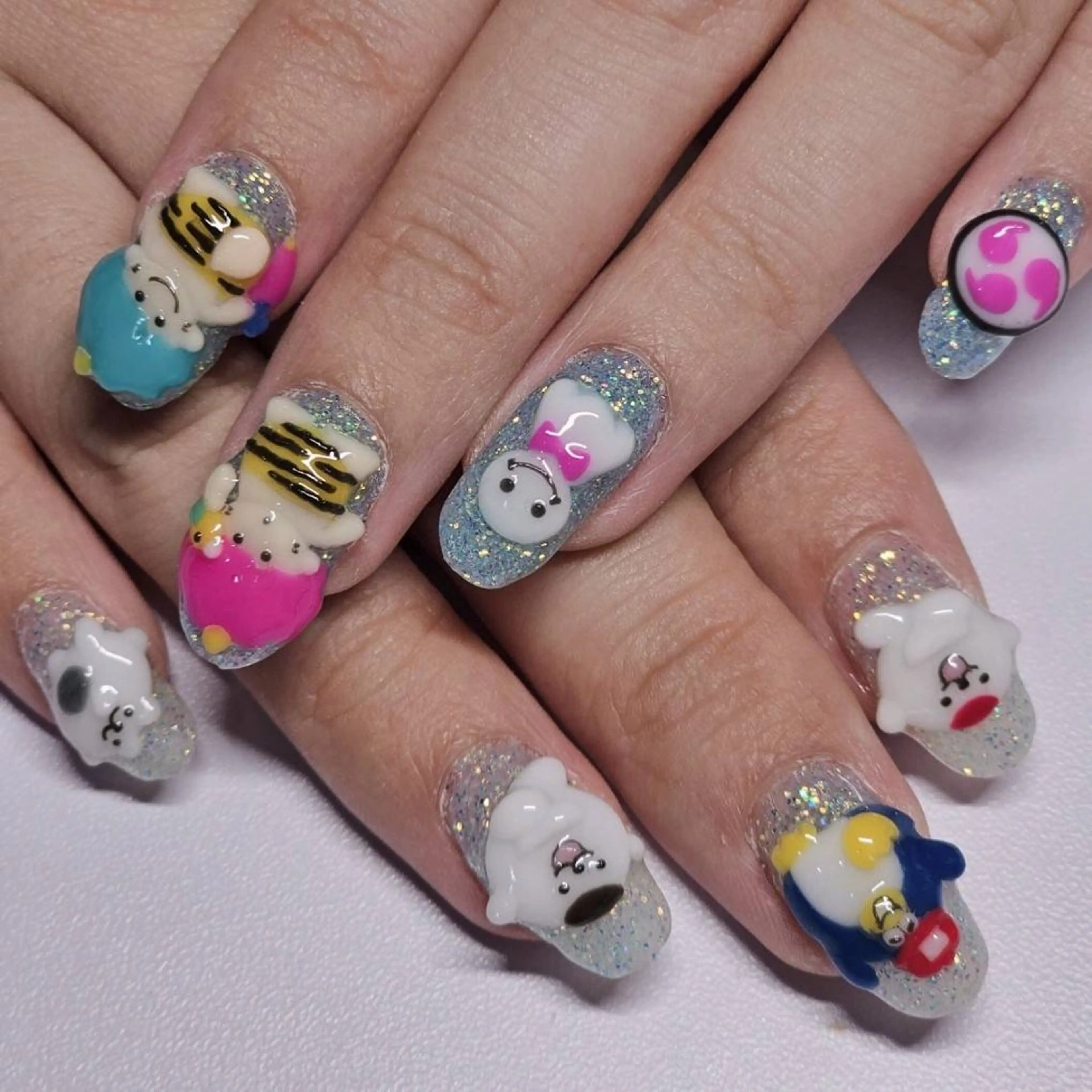 ネイル アートネイル ブルー ラメ(グリッター) ハンドネイル よしだ ひろきのネイルデザイン