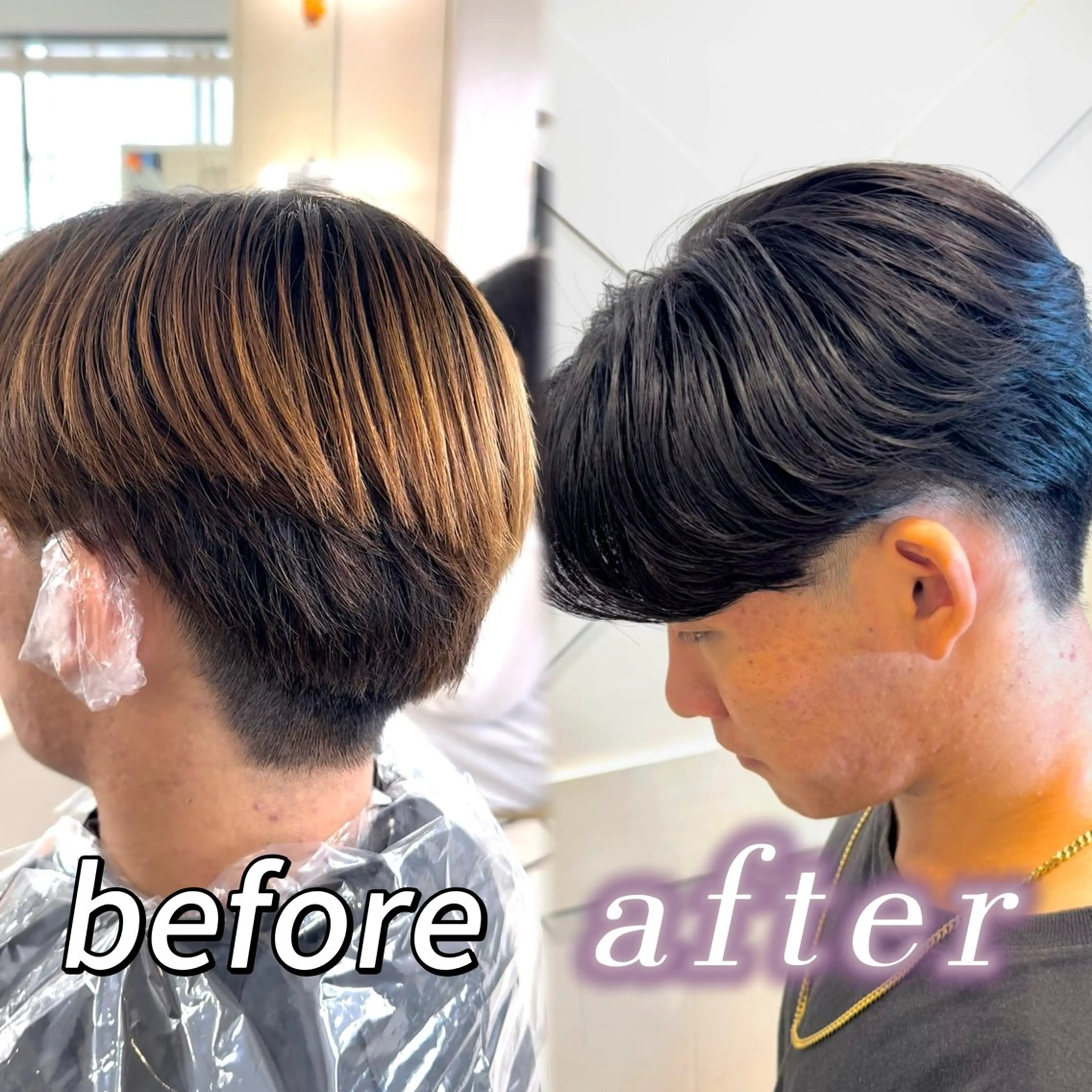 ショート メンズ 横浜｜韓国レイヤー｜ 暖色カラー｜まなとのヘアスタイル