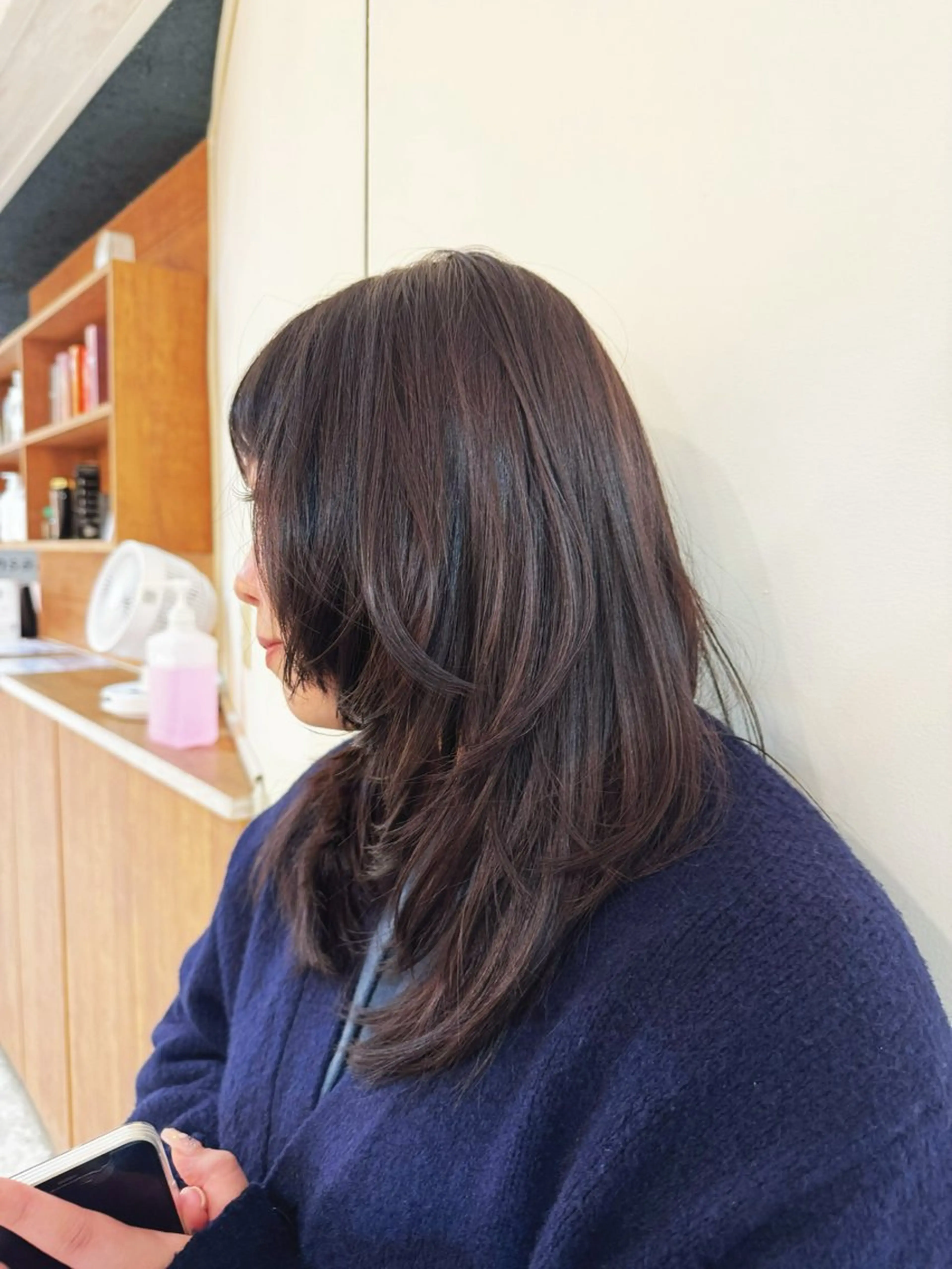 セミロング カット ヘアカラー トリートメント タツキ／レイヤー／ パーマ／艶カラーのヘアスタイル