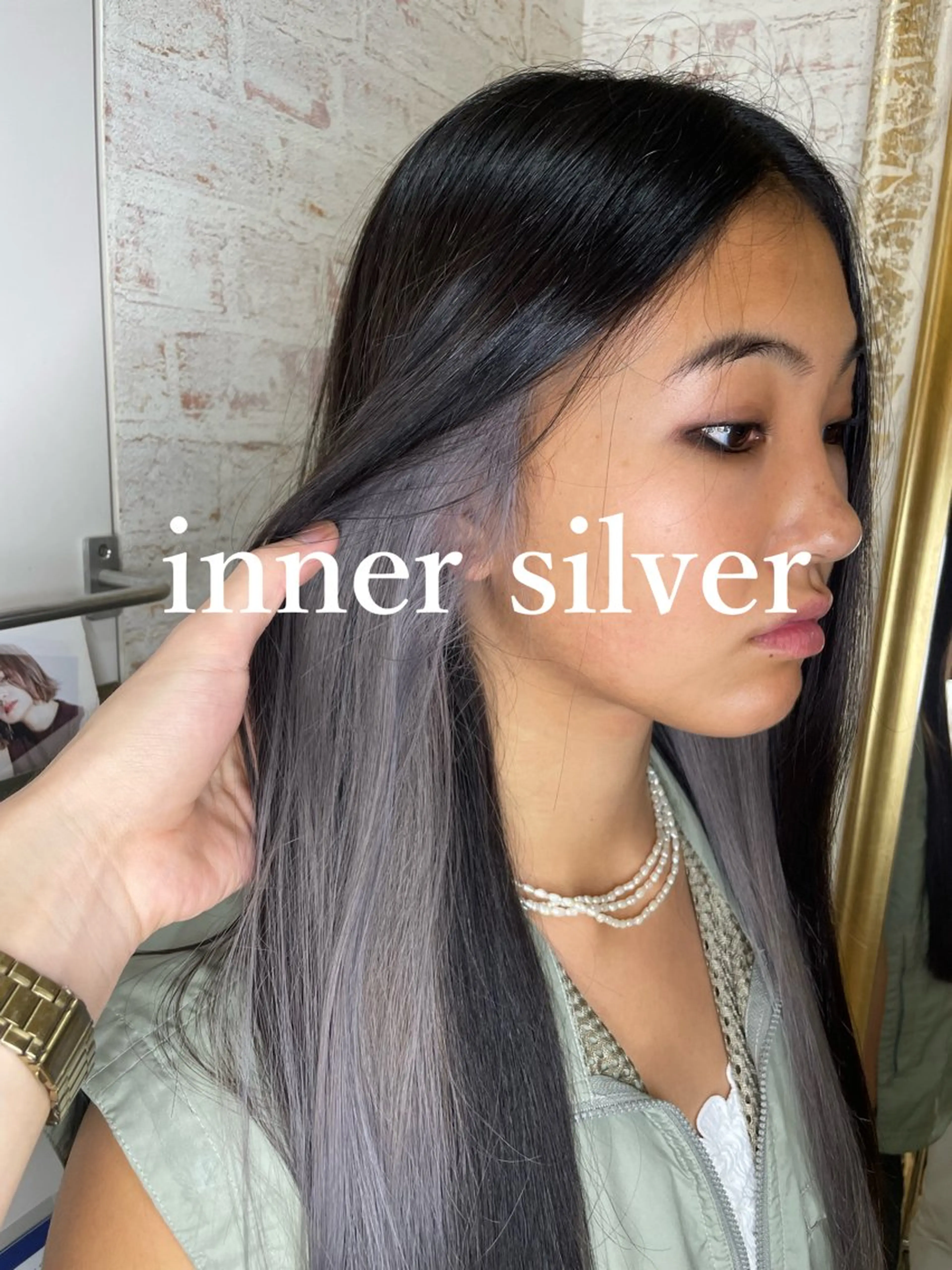 セミロング カラー ブリーチ ブルーカラー インナーカラー シルバー ヘアカラー トリートメント matiz マティス　表参道所属・💙アンブレラカラー 髪質改善　丸尾】のヘアスタイル