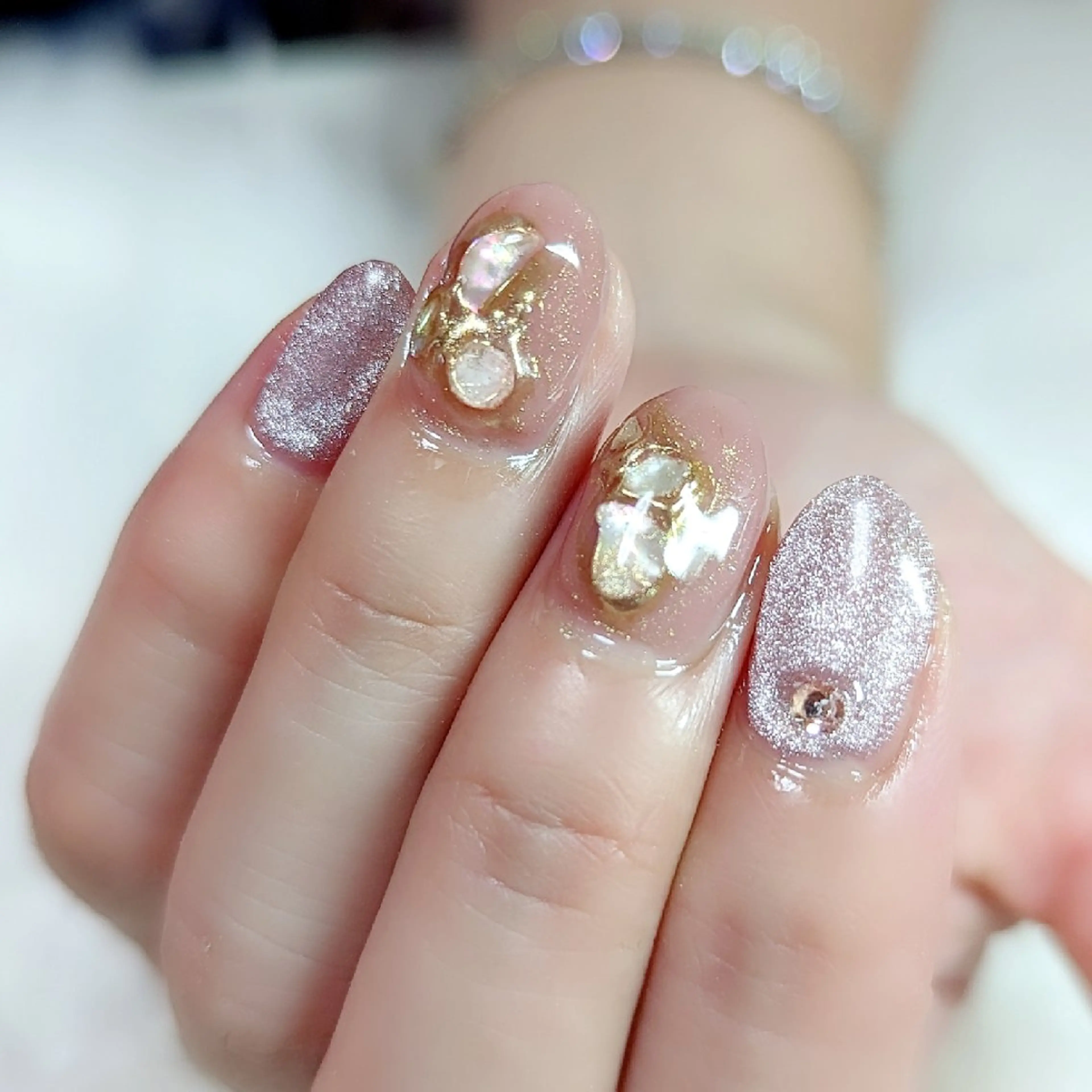 ネイル マグネットネイル ピンク m&pPrivate nailsalonのネイルデザイン