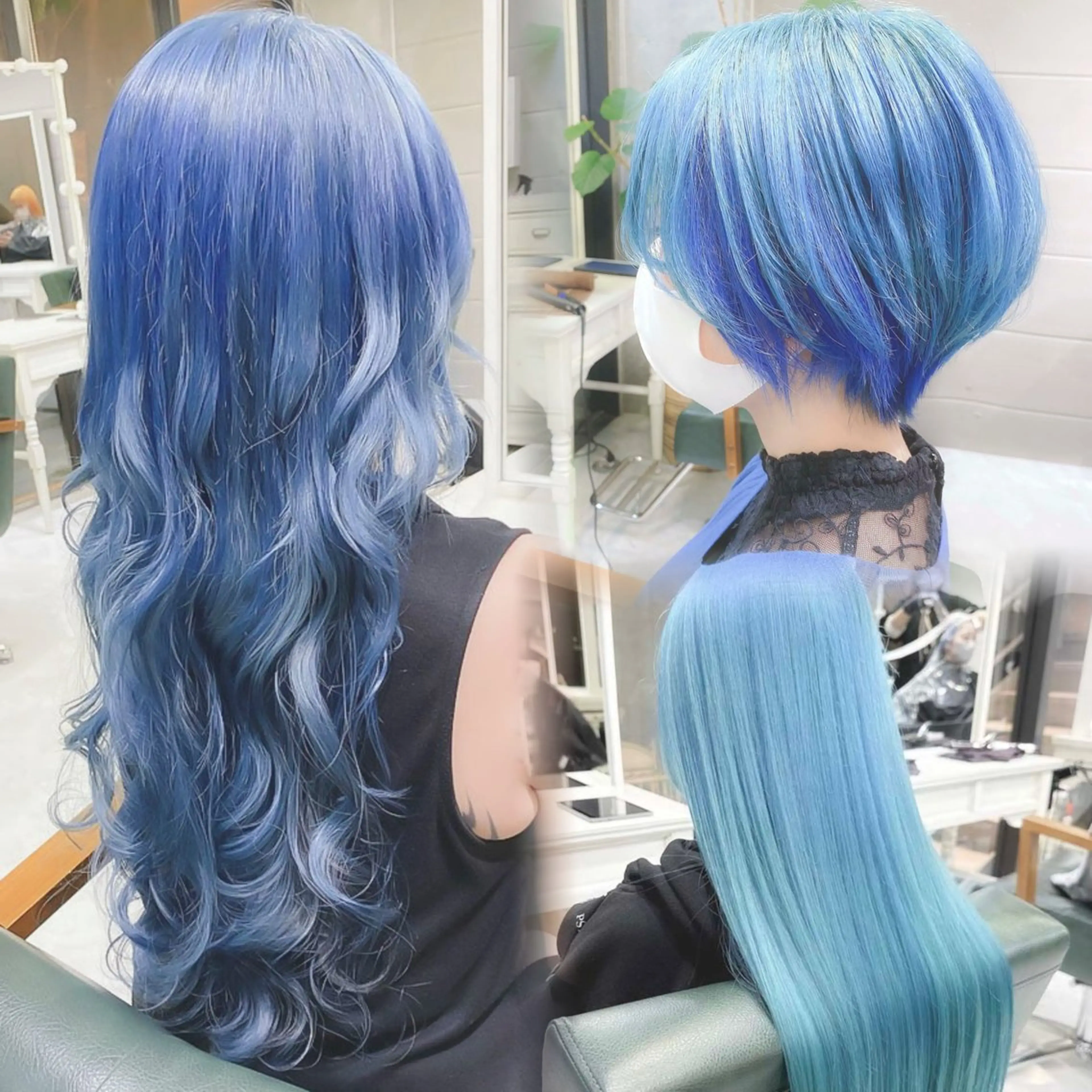 🫧💙ブルー系ハイトーン💙🫧ケアブリーチ2回+カラー+うる艶トリートメント〔ブリーチ2回込み〕の写真