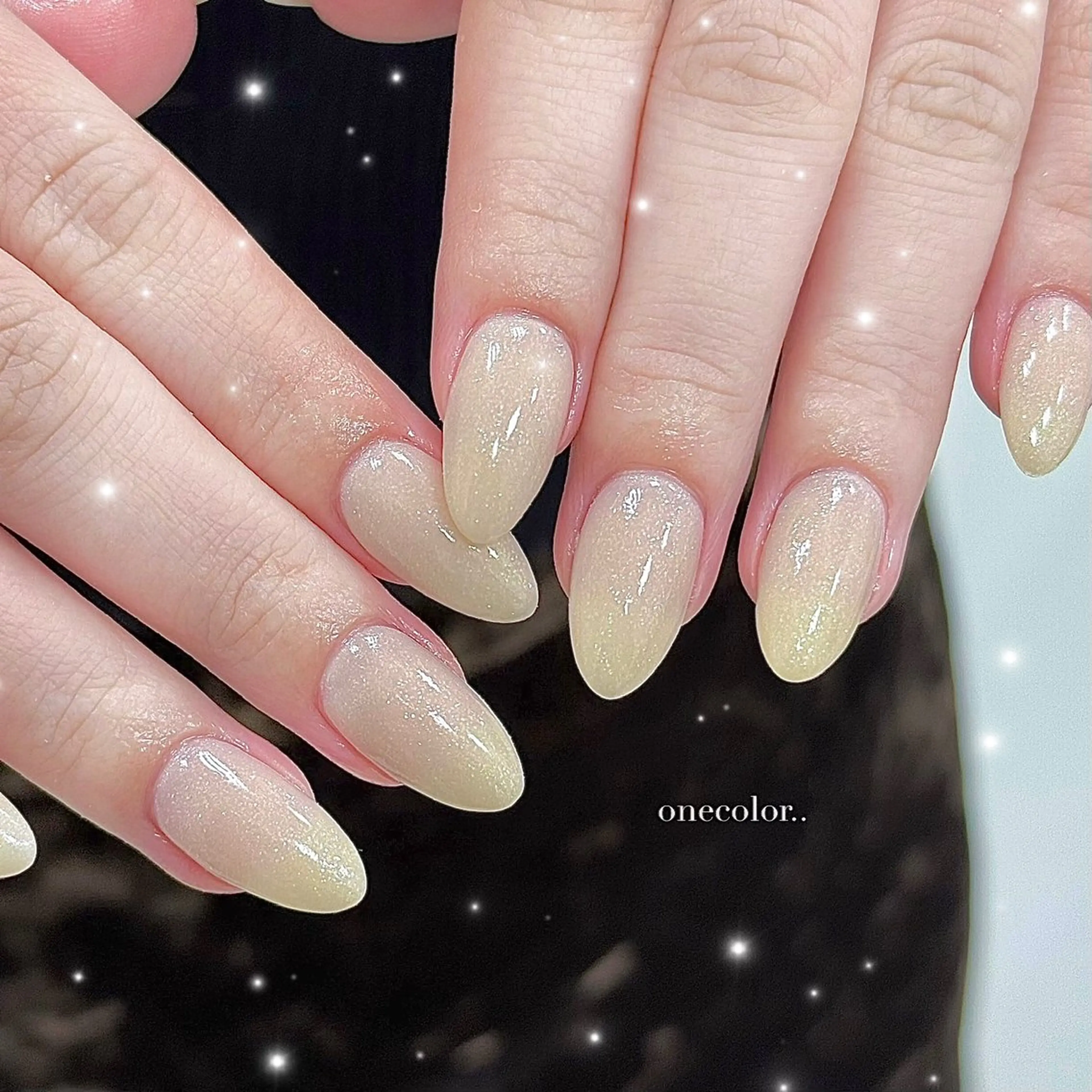 ネイル キラキラネイル 韓国ネイル シンプルネイル ワンホンネイル ハンドネイル Purasia高橋✧ マグ/地雷/Y2Kのネイルデザイン