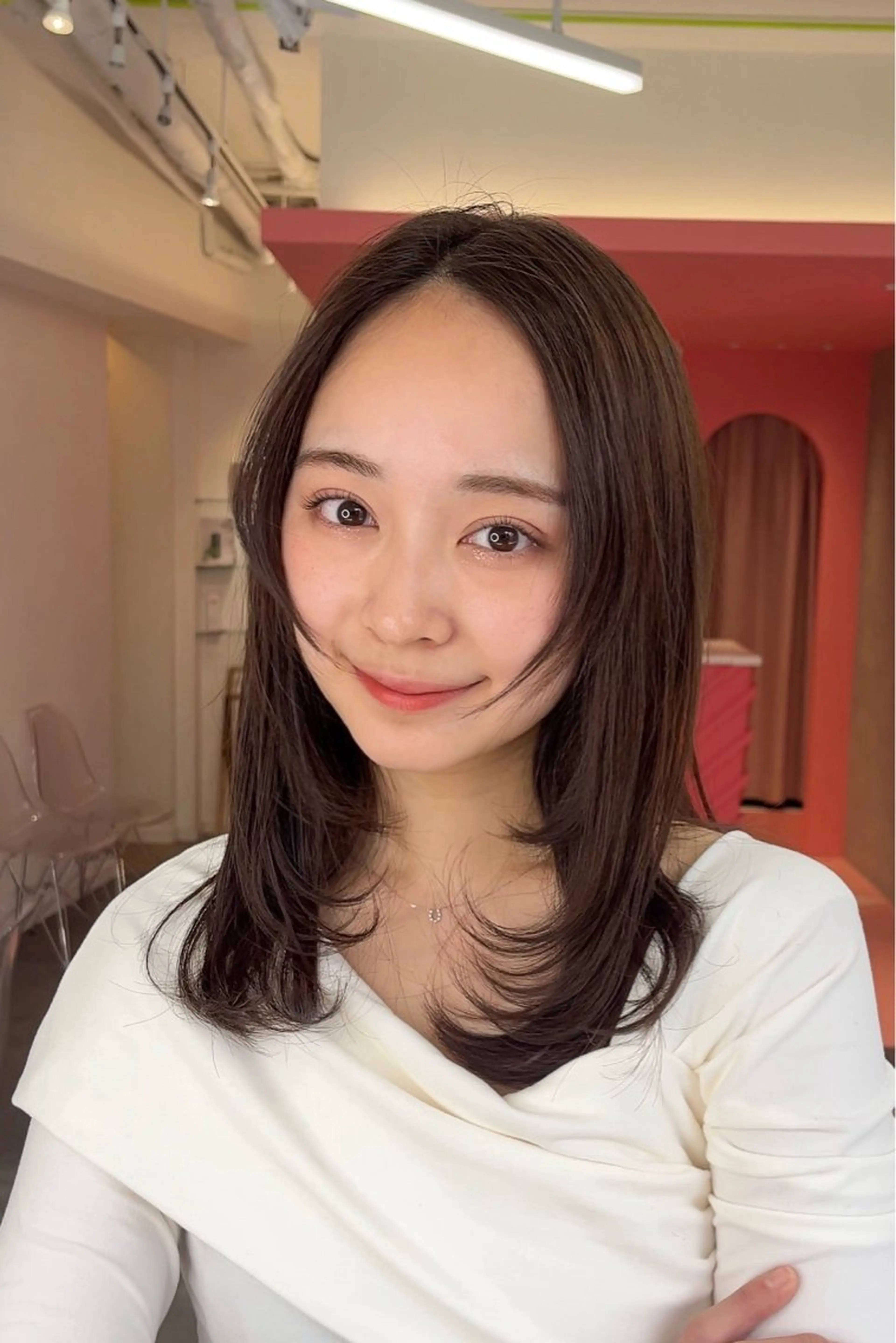 ミディアム 山崎/ボブ縮毛矯正 レイヤー髪質改善のヘアスタイル