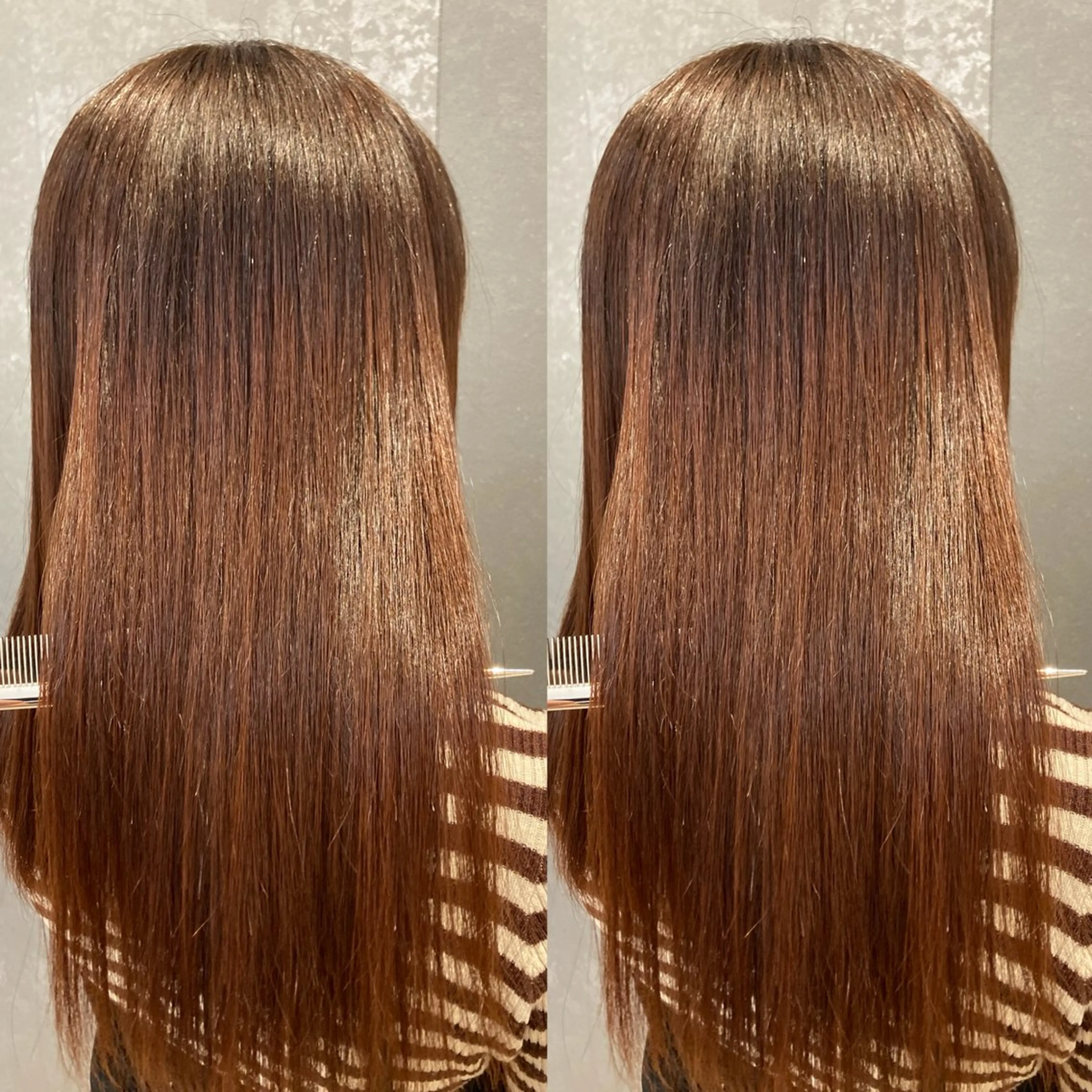 セミロング カラー オレンジ 髪質改善 トリートメント schon所属・み うのヘアスタイル