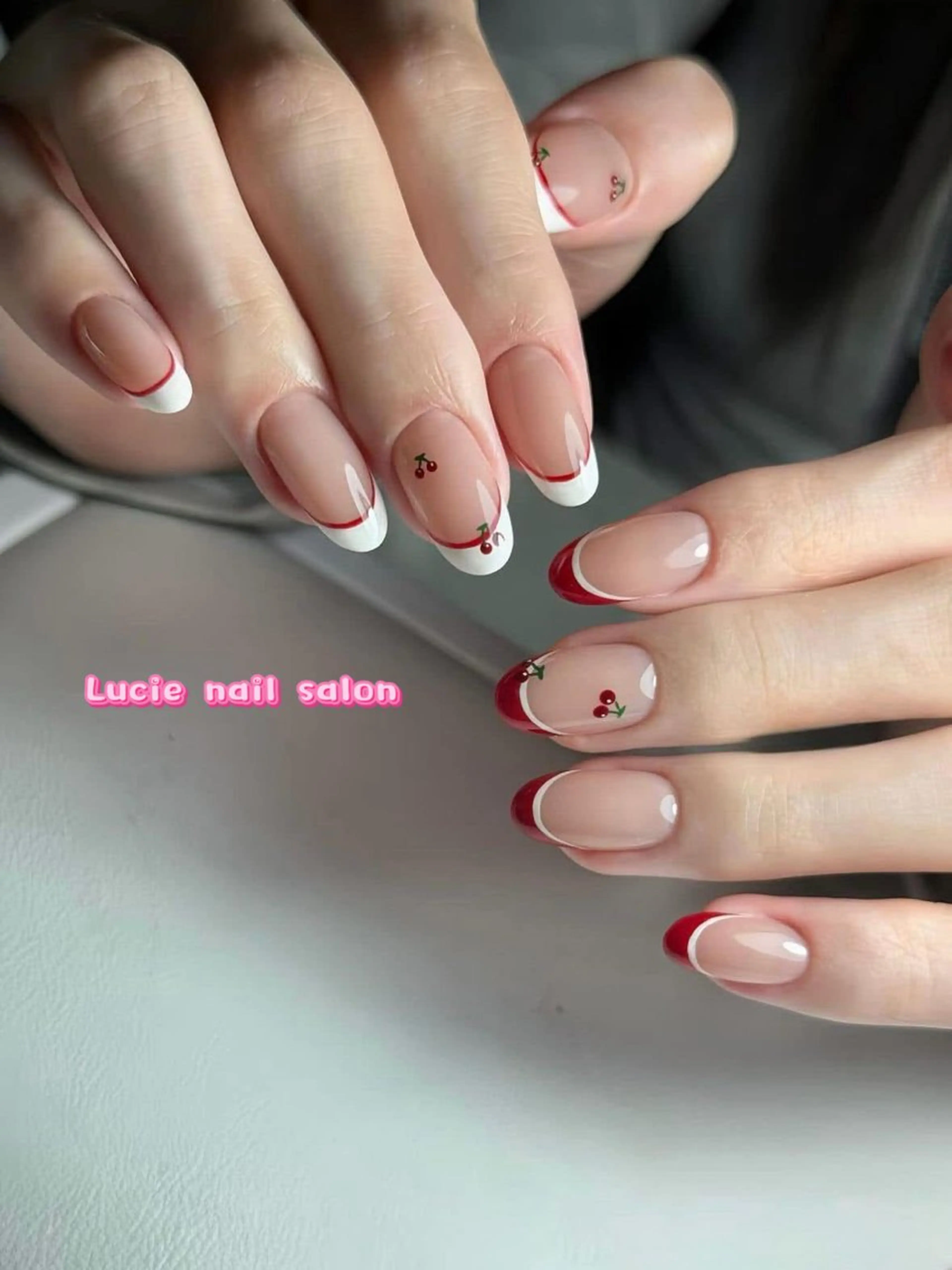 ネイル ボルドー チークネイル 成人式 フレンチネイル キラキラネイル ハンドネイル LUCIE NAIL SALON所属・LU CIEのネイルデザイン