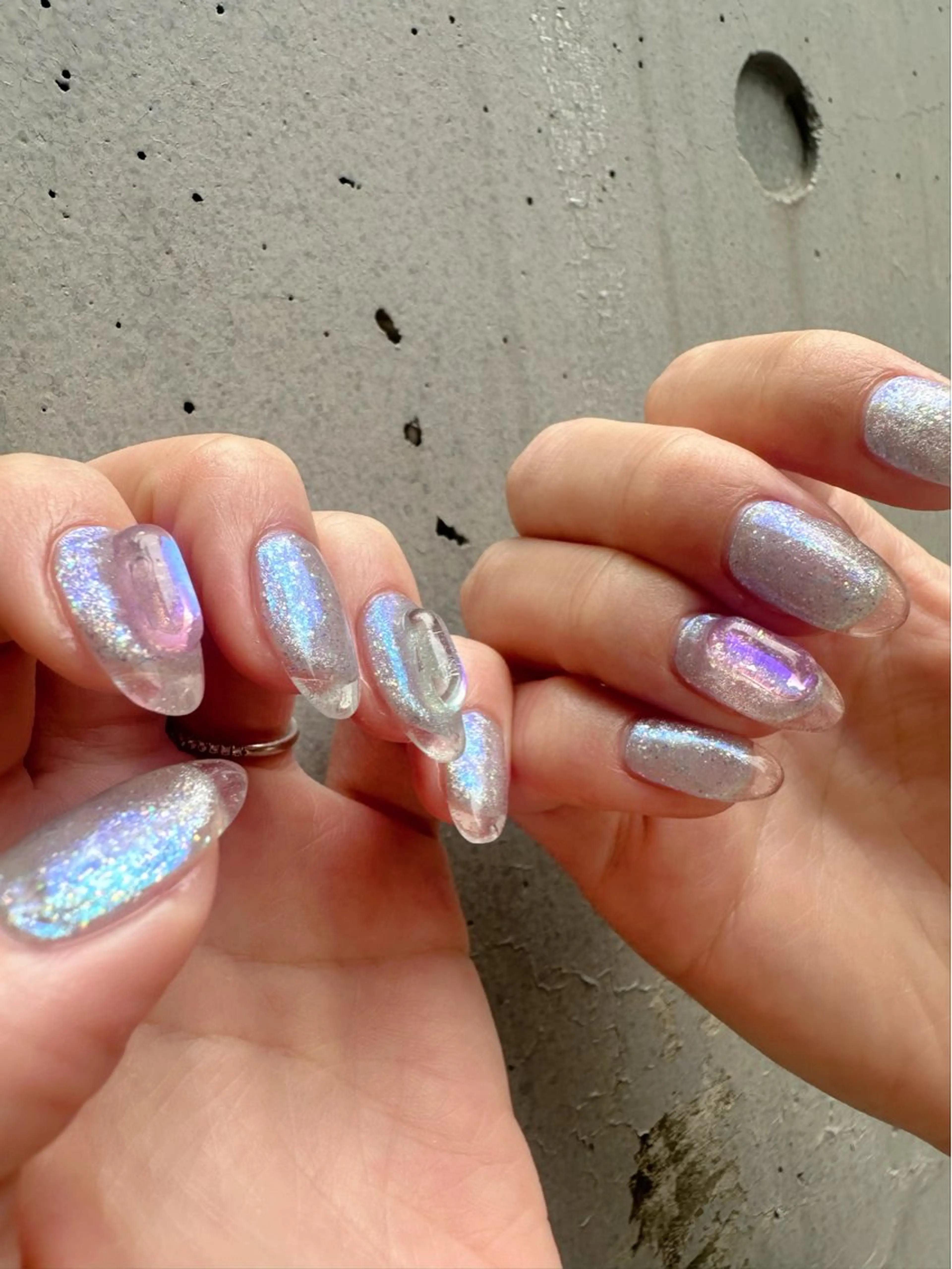 ネイル オーロラネイル クリアネイル フレンチネイル 氷ネイル・うるうるネイル 韓国ネイル 🪞KAPE NAIL 🪞のネイルデザイン