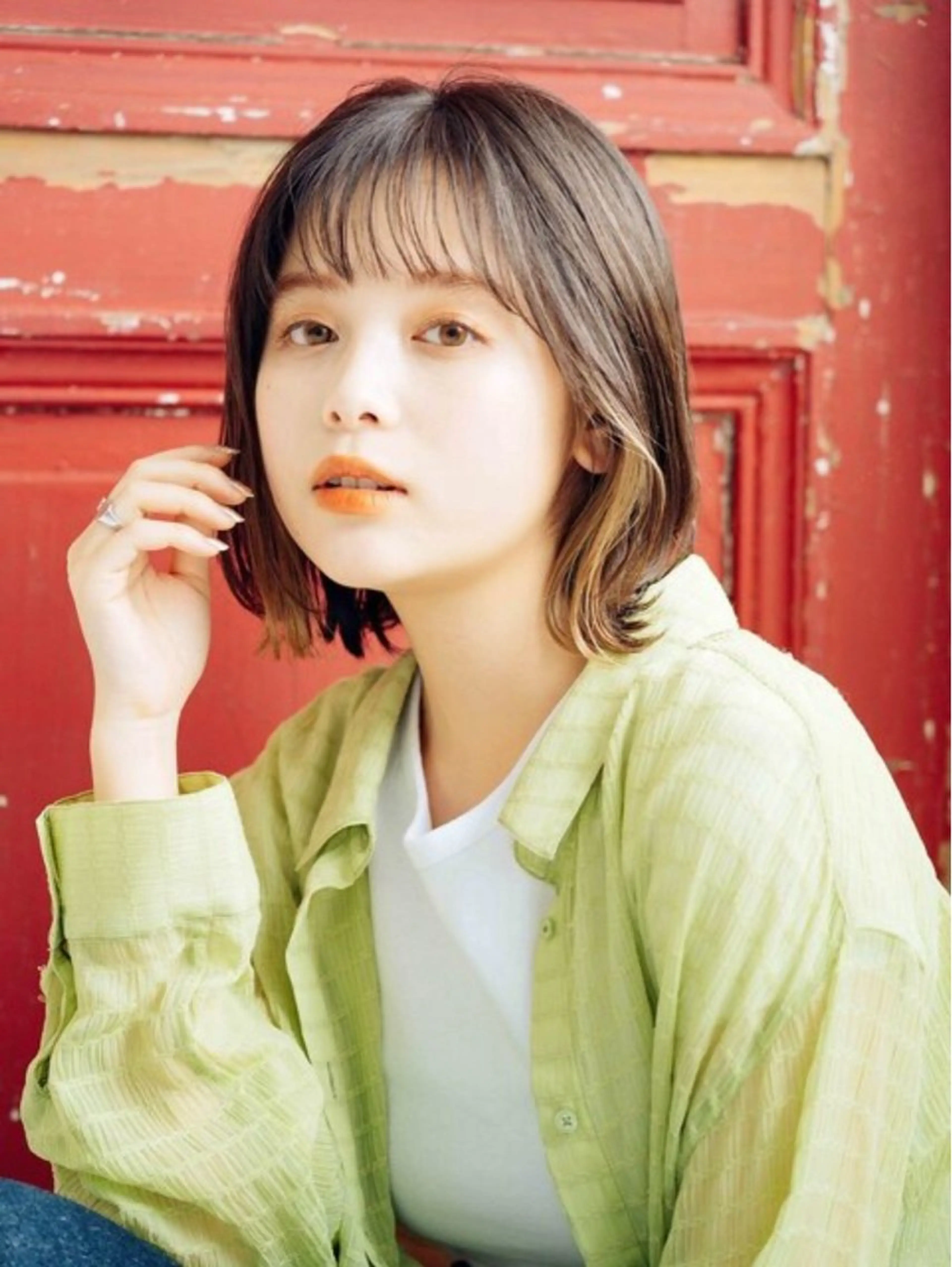 ミディアム ヘアカラー トリートメント ベージュカラー⌇﻿ くびれヘア.𐙚心音のヘアスタイル