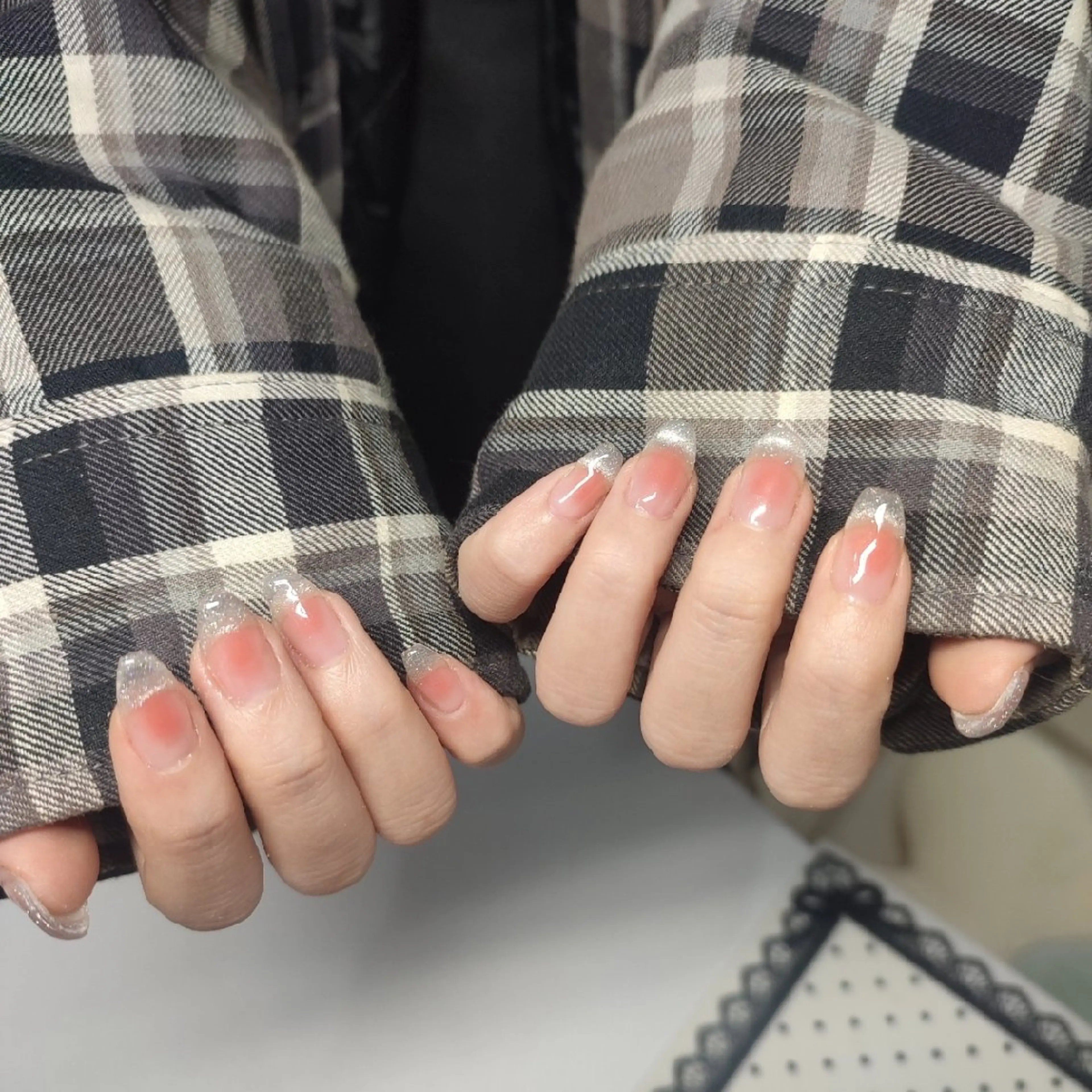 ネイル チークネイル 長さ出し フレンチネイル マグネットネイル マグネットフレンチ Shine Nail所属・Shine Nailのネイルデザイン