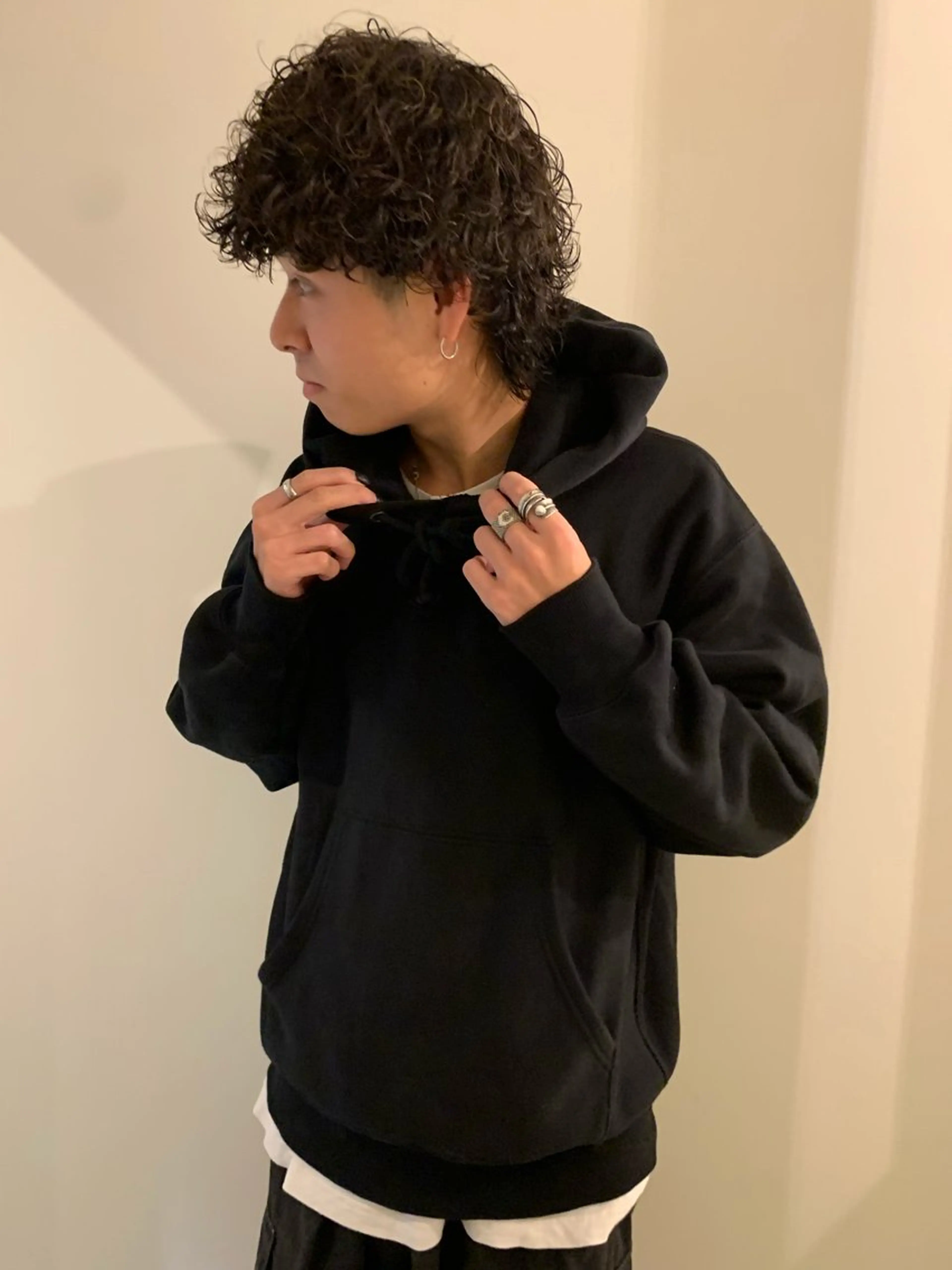 パーマ メンズ マッシュウルフ マッシュ メンズパーマ プードルパーマ メンズウルフカット カット 落合希 Olivebeigeのヘアスタイル