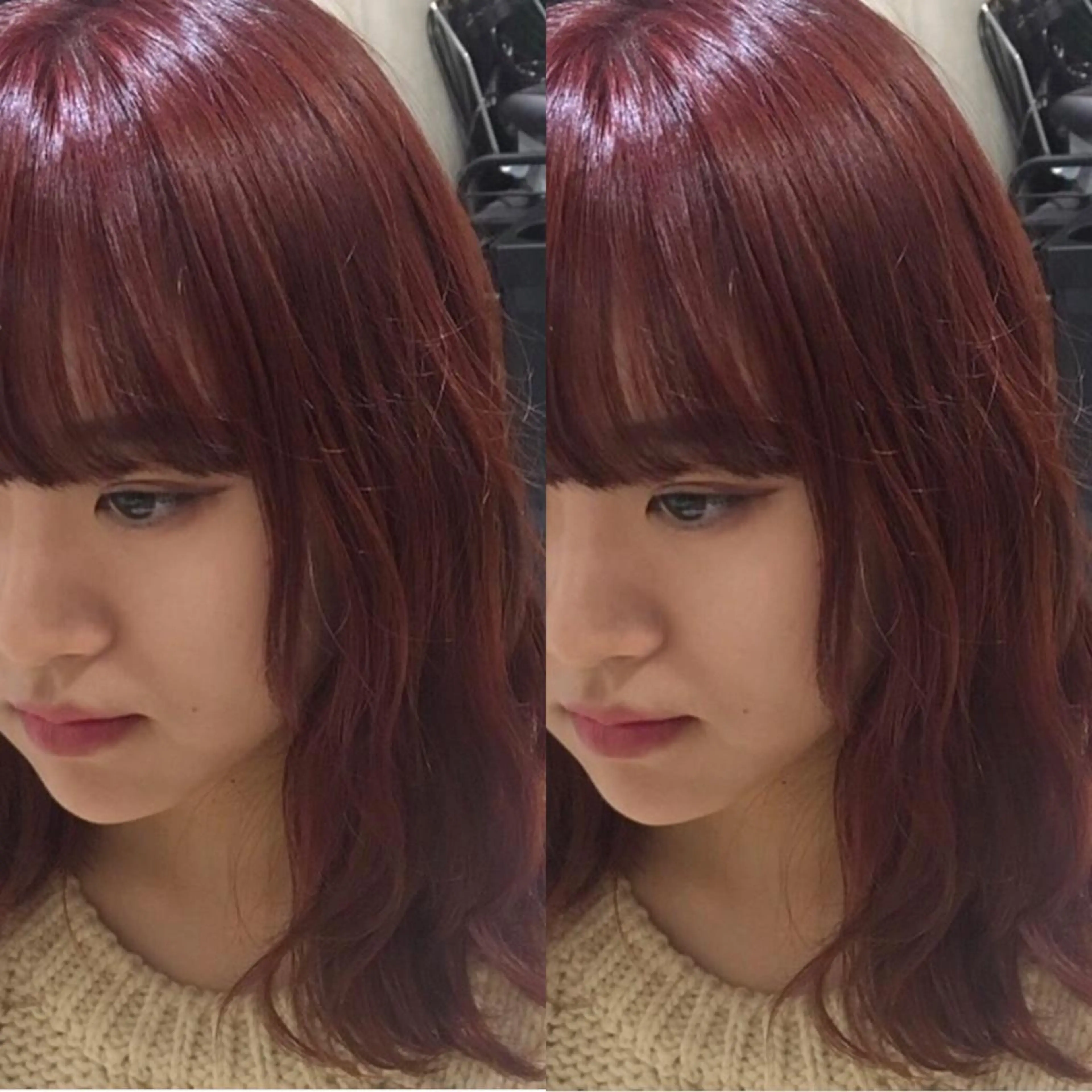 ミディアム カラー カット ヘアカラー トリートメント 荒木 依莉亜のヘアスタイル